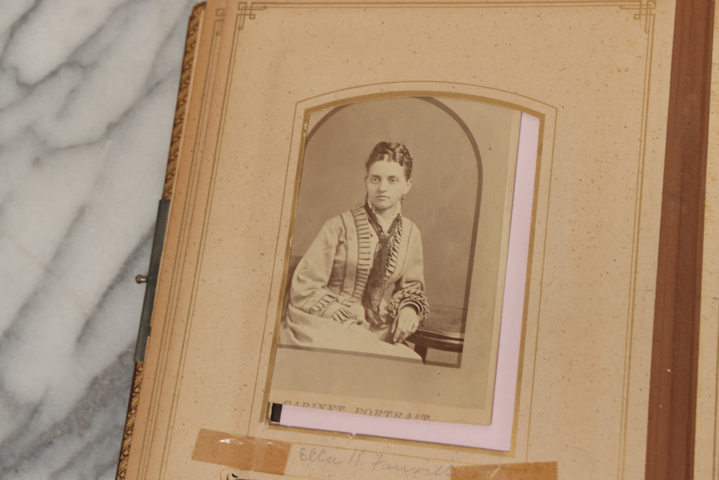 Lot 066 - Antique Victorian Photo Album With 22 Cabinet Cards, 27 Carte De Visite C.D.V.s, And Ten Tintypes, Of The Knight Family And Others