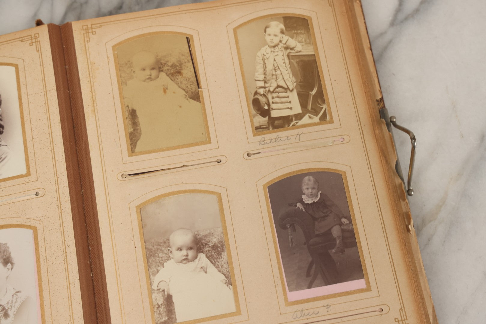 Lot 066 - Antique Victorian Photo Album With 22 Cabinet Cards, 27 Carte De Visite C.D.V.s, And Ten Tintypes, Of The Knight Family And Others