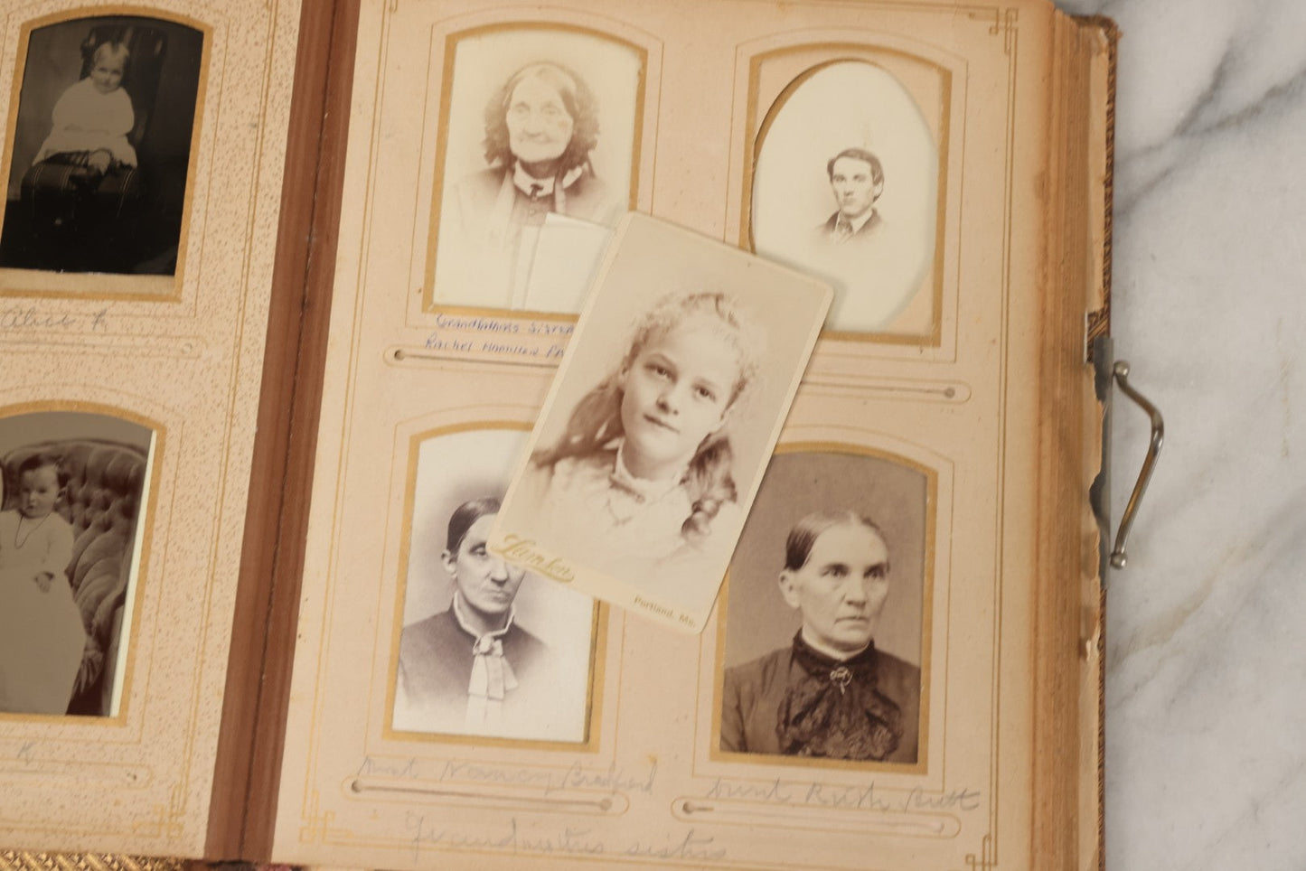 Lot 066 - Antique Victorian Photo Album With 22 Cabinet Cards, 27 Carte De Visite C.D.V.s, And Ten Tintypes, Of The Knight Family And Others