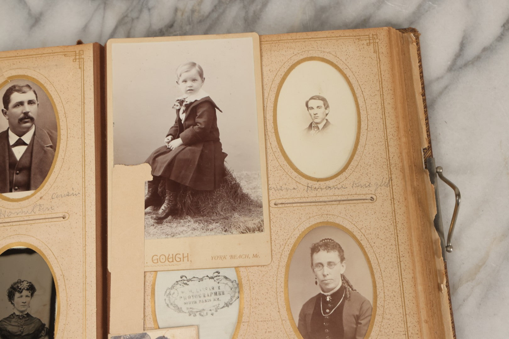 Lot 066 - Antique Victorian Photo Album With 22 Cabinet Cards, 27 Carte De Visite C.D.V.s, And Ten Tintypes, Of The Knight Family And Others