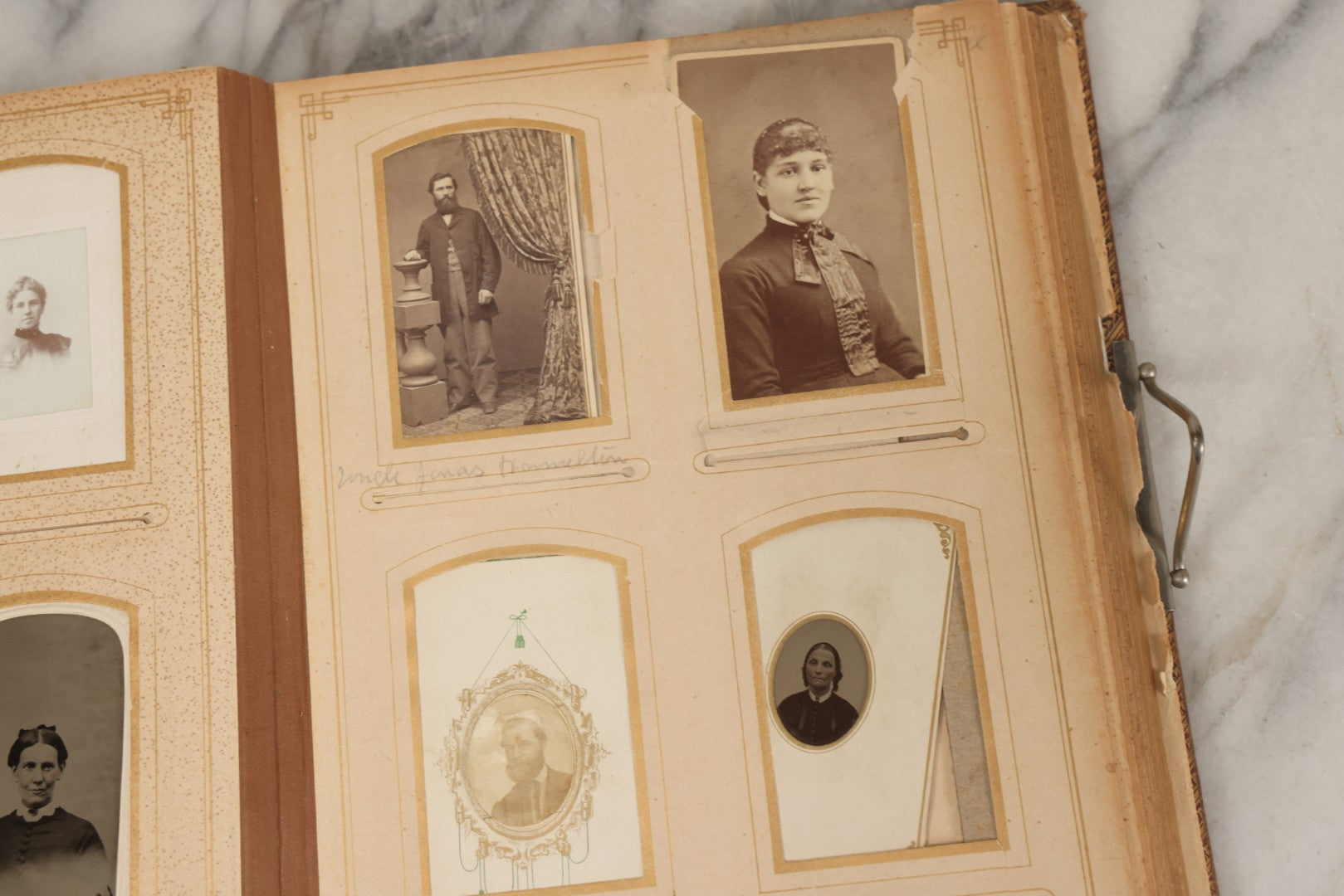 Lot 066 - Antique Victorian Photo Album With 22 Cabinet Cards, 27 Carte De Visite C.D.V.s, And Ten Tintypes, Of The Knight Family And Others