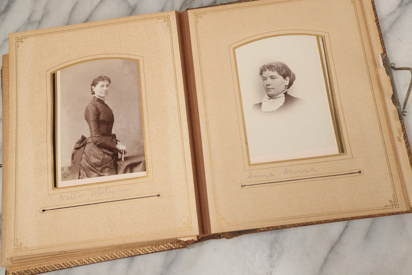 Lot 066 - Antique Victorian Photo Album With 22 Cabinet Cards, 27 Carte De Visite C.D.V.s, And Ten Tintypes, Of The Knight Family And Others