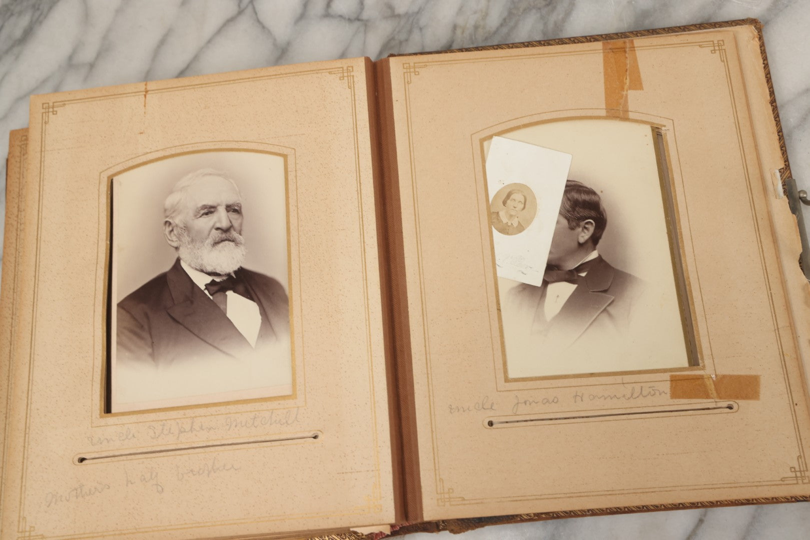 Lot 066 - Antique Victorian Photo Album With 22 Cabinet Cards, 27 Carte De Visite C.D.V.s, And Ten Tintypes, Of The Knight Family And Others