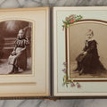 Lot 067 - Antique Victorian Cabinet Card Photo Album With Thirteen Cabinet Card Portrait Photographs Of The Seavey Family, Including Many Photos With Identification