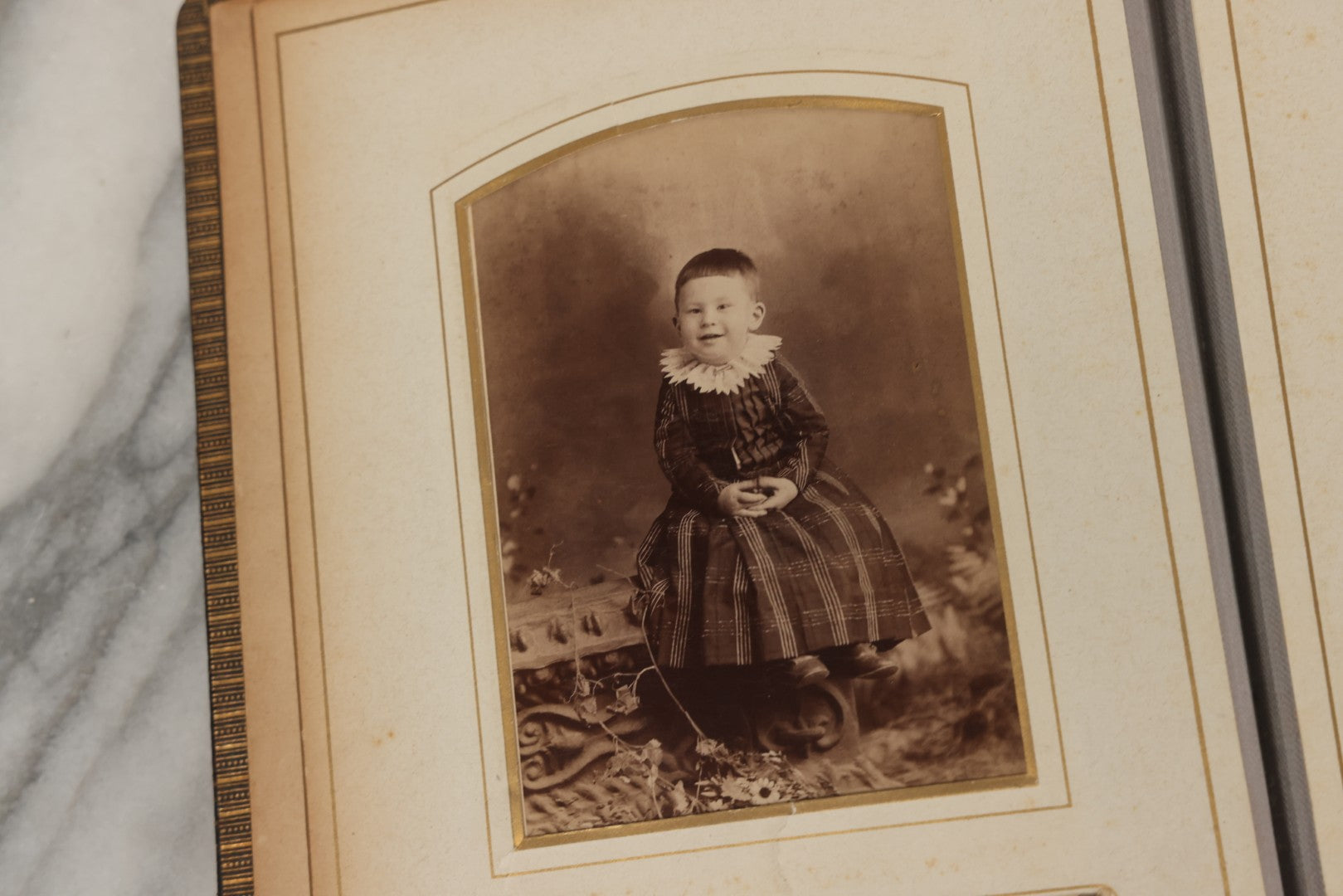 Lot 067 - Antique Victorian Cabinet Card Photo Album With Thirteen Cabinet Card Portrait Photographs Of The Seavey Family, Including Many Photos With Identification