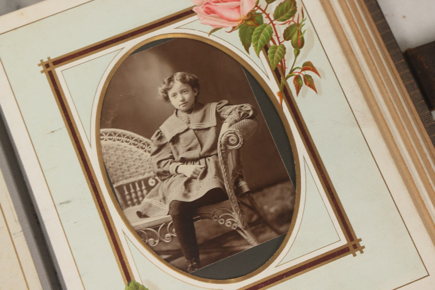Lot 067 - Antique Victorian Cabinet Card Photo Album With Thirteen Cabinet Card Portrait Photographs Of The Seavey Family, Including Many Photos With Identification