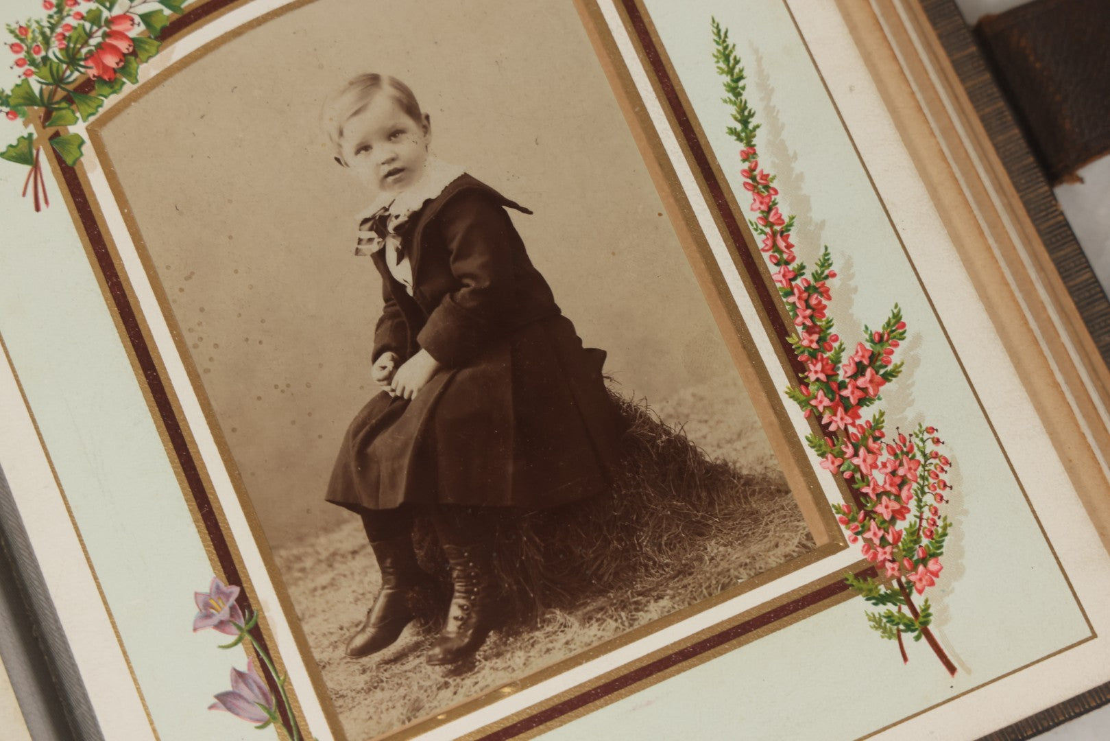 Lot 067 - Antique Victorian Cabinet Card Photo Album With Thirteen Cabinet Card Portrait Photographs Of The Seavey Family, Including Many Photos With Identification