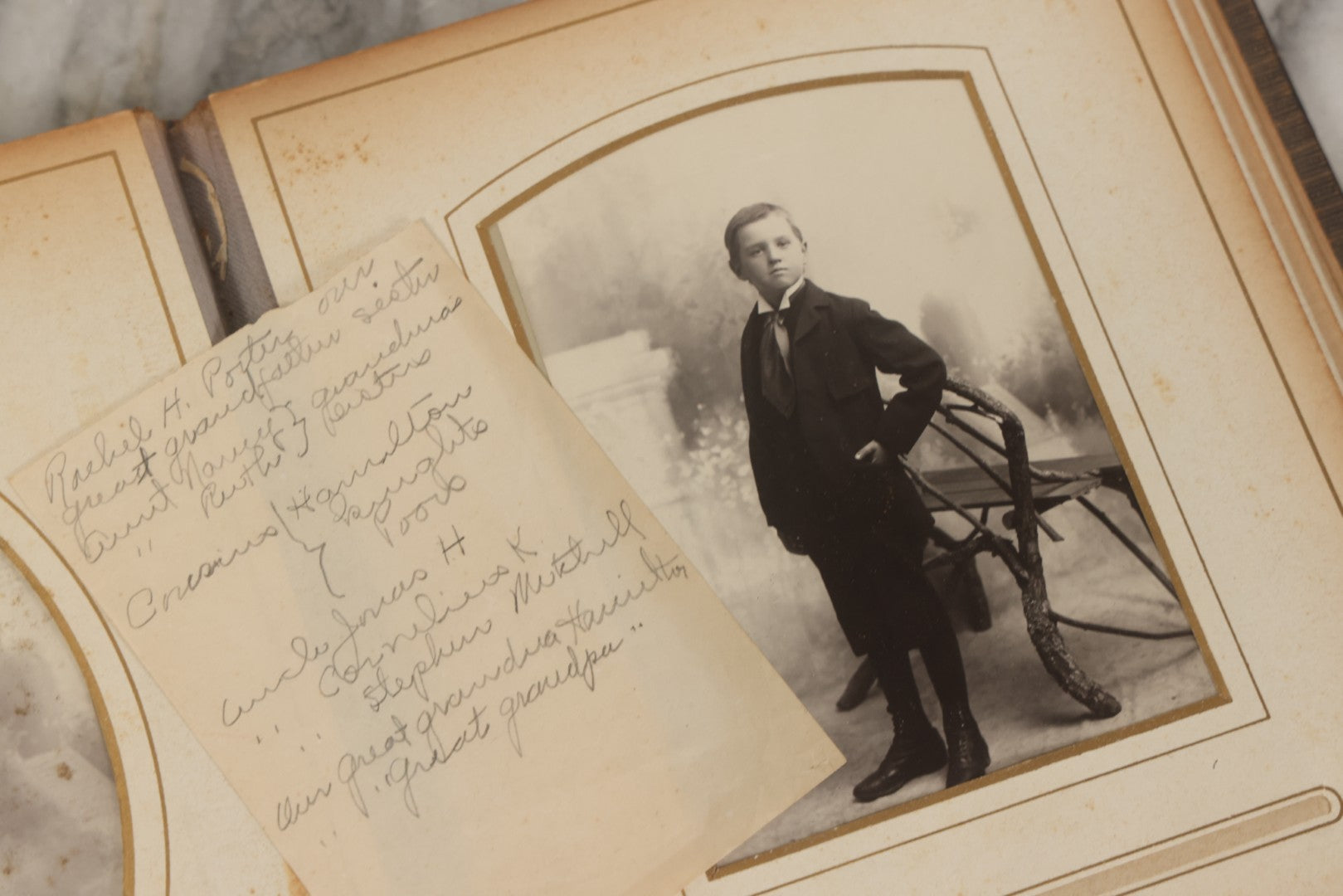 Lot 067 - Antique Victorian Cabinet Card Photo Album With Thirteen Cabinet Card Portrait Photographs Of The Seavey Family, Including Many Photos With Identification