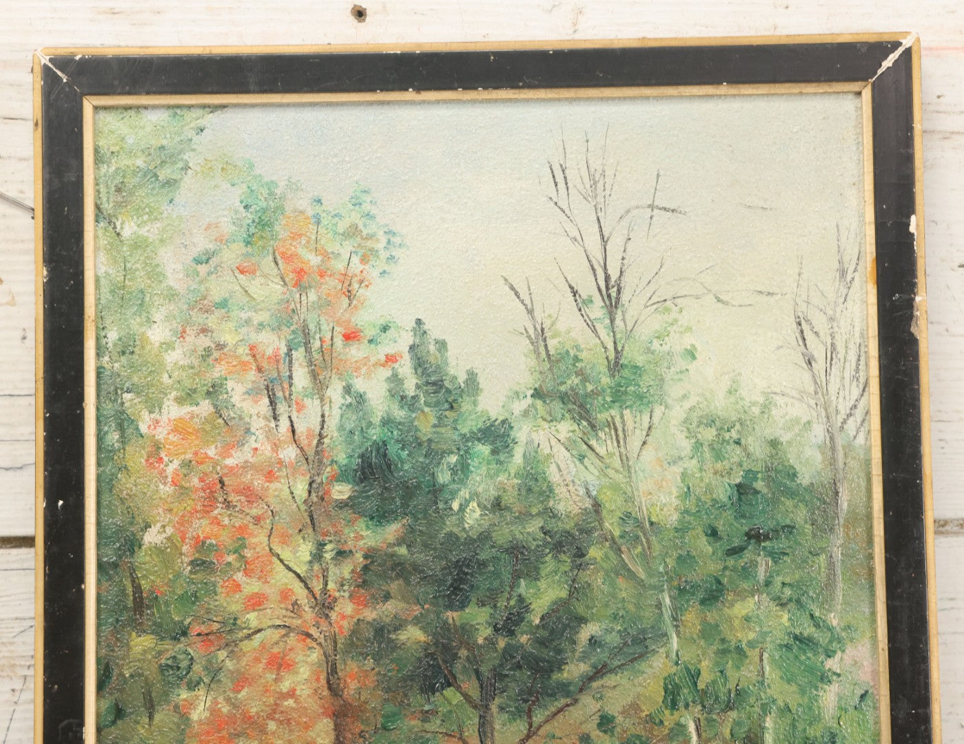 Lot 069 - Vintage Oil On Board Landscape Painting Of Fall Foliage And Trees, Artist Signed E. Stenstrom, Dated 1929, 11-1/4" x 15-1/8"