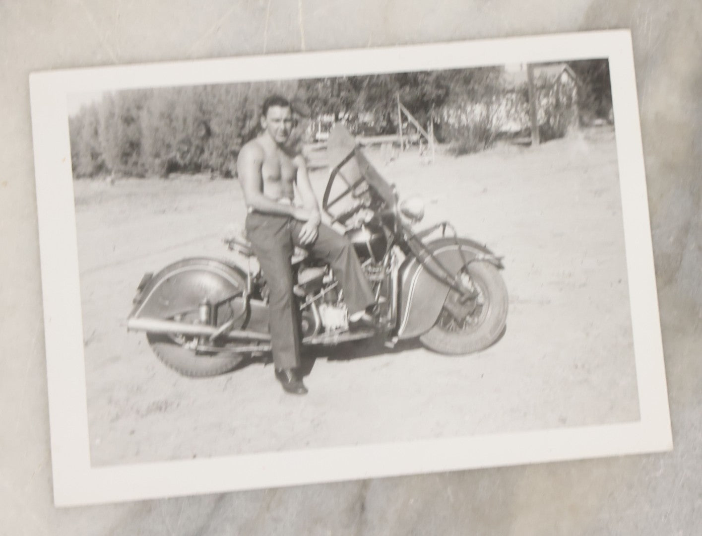 Lot 073 - Grouping Of Four Vintage Snapshot Photographs Of Men And Women Posing On Motorcycles