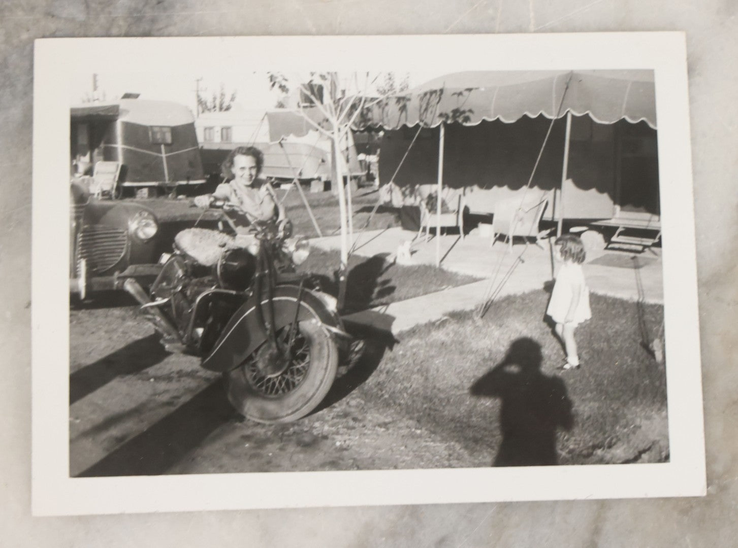 Lot 073 - Grouping Of Four Vintage Snapshot Photographs Of Men And Women Posing On Motorcycles
