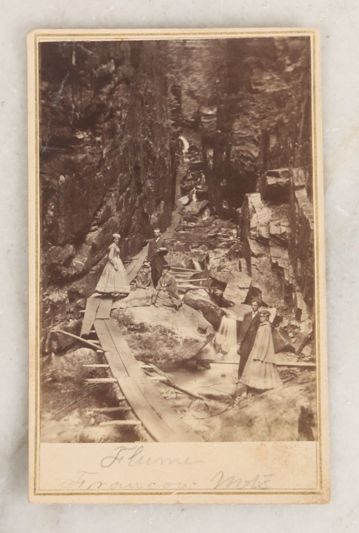 Lot 075 - Antique Carte De Visite C.D.V. Photograph Of Visitors To Flume Gorge, Franconia Notch, White Mountains, New Hampshire
