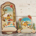 Lot 095 - Pair Of Vintage Embossed Die Cut Paper Pulp Advertising Calendar Blanks Featuring Winter Scenes With Mountain Cabin And Animals, Made In Western Germany, No. 6211 And No. 6203