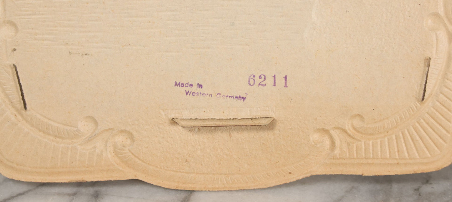 Lot 095 - Pair Of Vintage Embossed Die Cut Paper Pulp Advertising Calendar Blanks Featuring Winter Scenes With Mountain Cabin And Animals, Made In Western Germany, No. 6211 And No. 6203