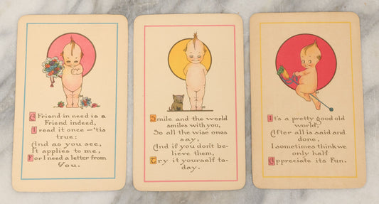 Lot 097 - Grouping Of Three Antique Kewpie Color Greeting Cards, Published In 1907 By The J. Raymond Howe Co., Chicago