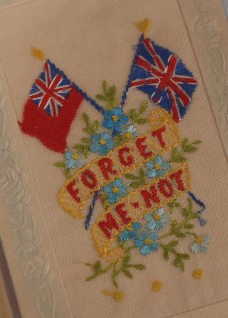 Lot 102 - Five Piece Ephemera Grouping Including "On, Wisconsin! March Song," Embroidered Forget Me Not Postcard, U.S.D.A. "Home Storage Of Vegetables" Booklet, Republican Election Ticket, And Tintype Of Elderly Man And Woman