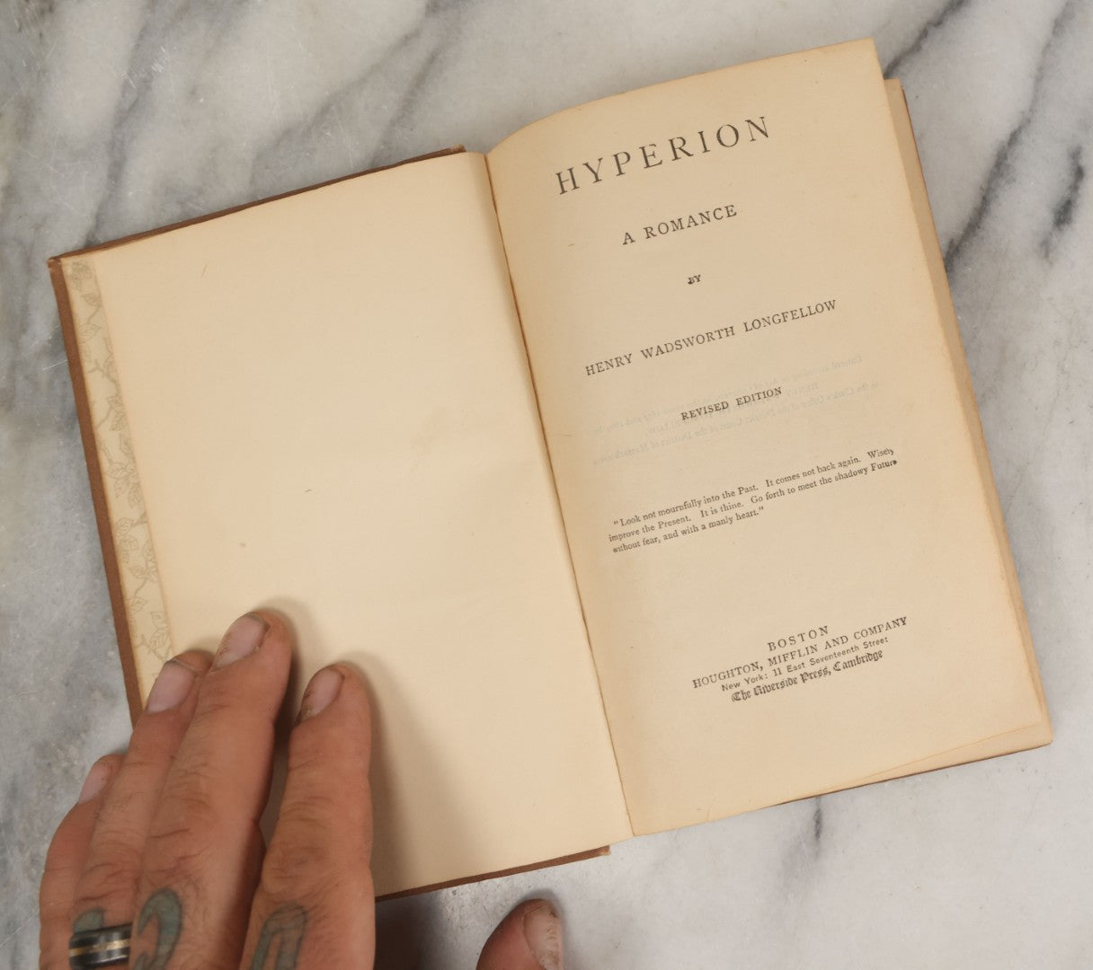 Lot 108 - "Hyperion: A Romance" Antique Novel By Henry Wadsworth Longfellow, Revised Edition, Houghton, Mifflin, And Company, Publishers, Boston, 1869