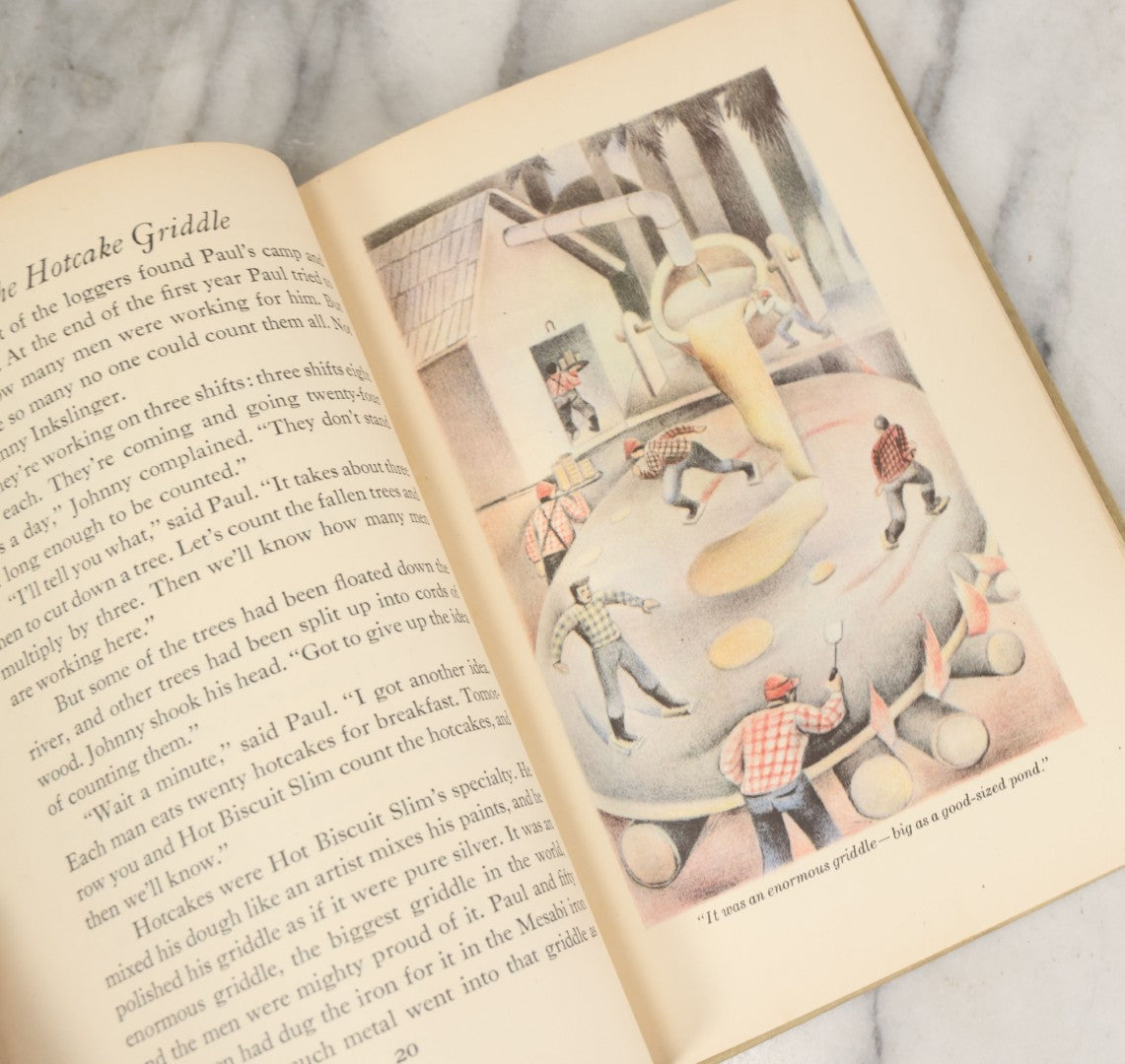 Lot 116 - "The Wonderful Adventures Of Paul Bunyan" Vintage Book Retold By Louis Untermeyer, Illustrated By Everett Gee Jackson, The Heritage Illustrated Bookshelf, Publisher, New York, 1945