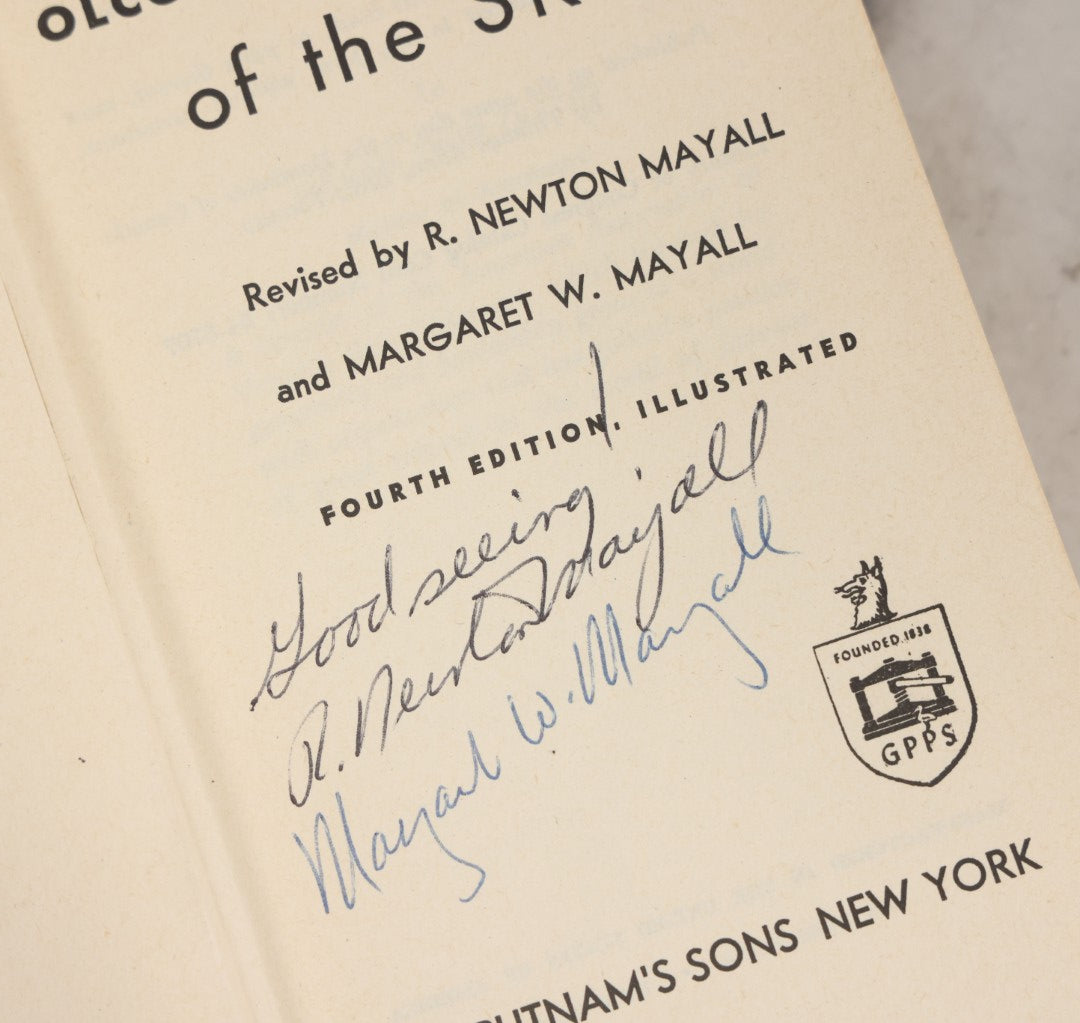 Lot 118 - "Olcott's Field Book Of The Skies" Vintage Astronomy Book Revised By R. Newton Mayall And Margaret W. Mayall, Signed By Both, Fourth Edition, Illustrated, G.P. Putnam's Sons, Publishers, New York, 1954