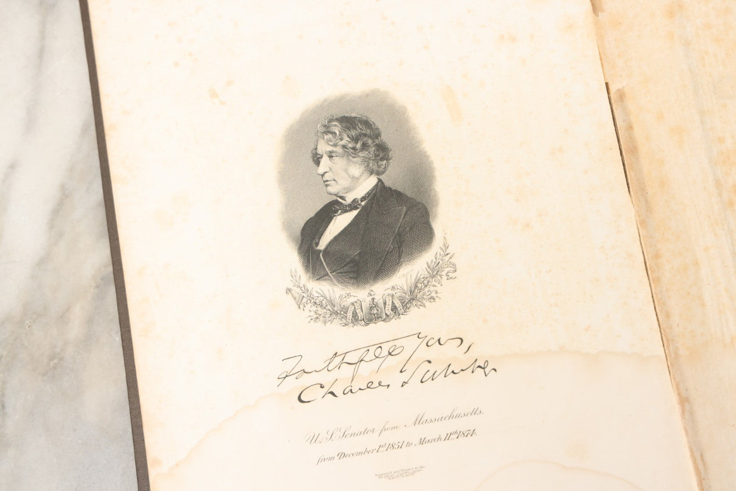 Lot 125 - "Memorial Addresses On Charles Sumner, April 27th, 1874" Antique Book On The Life And Character Of Massachusetts Senator Charles Sumner, Government Printing Office, Washington, 1874
