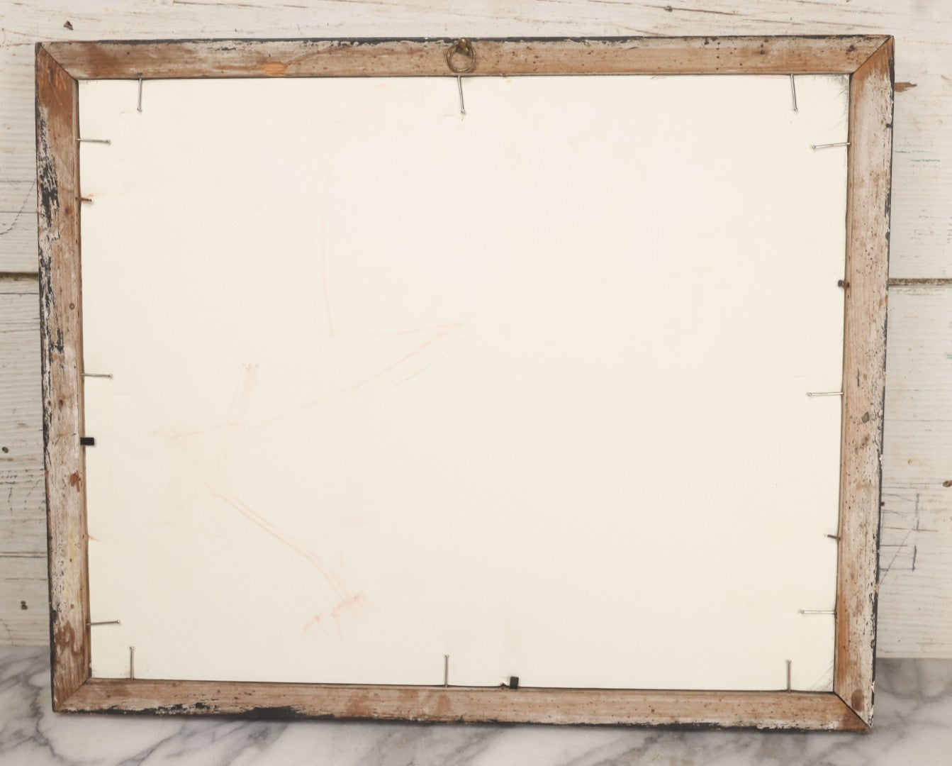 Lot 002 - Antique Hand-Colored Mourning Lithograph With Widow Weeping Beside Grave Monument And Willow Tree With Church And Sailboat In Background, "To The Memory Of" With Faded Ink Handwriting, In Frame, 16-1/2" x 13-1/2"