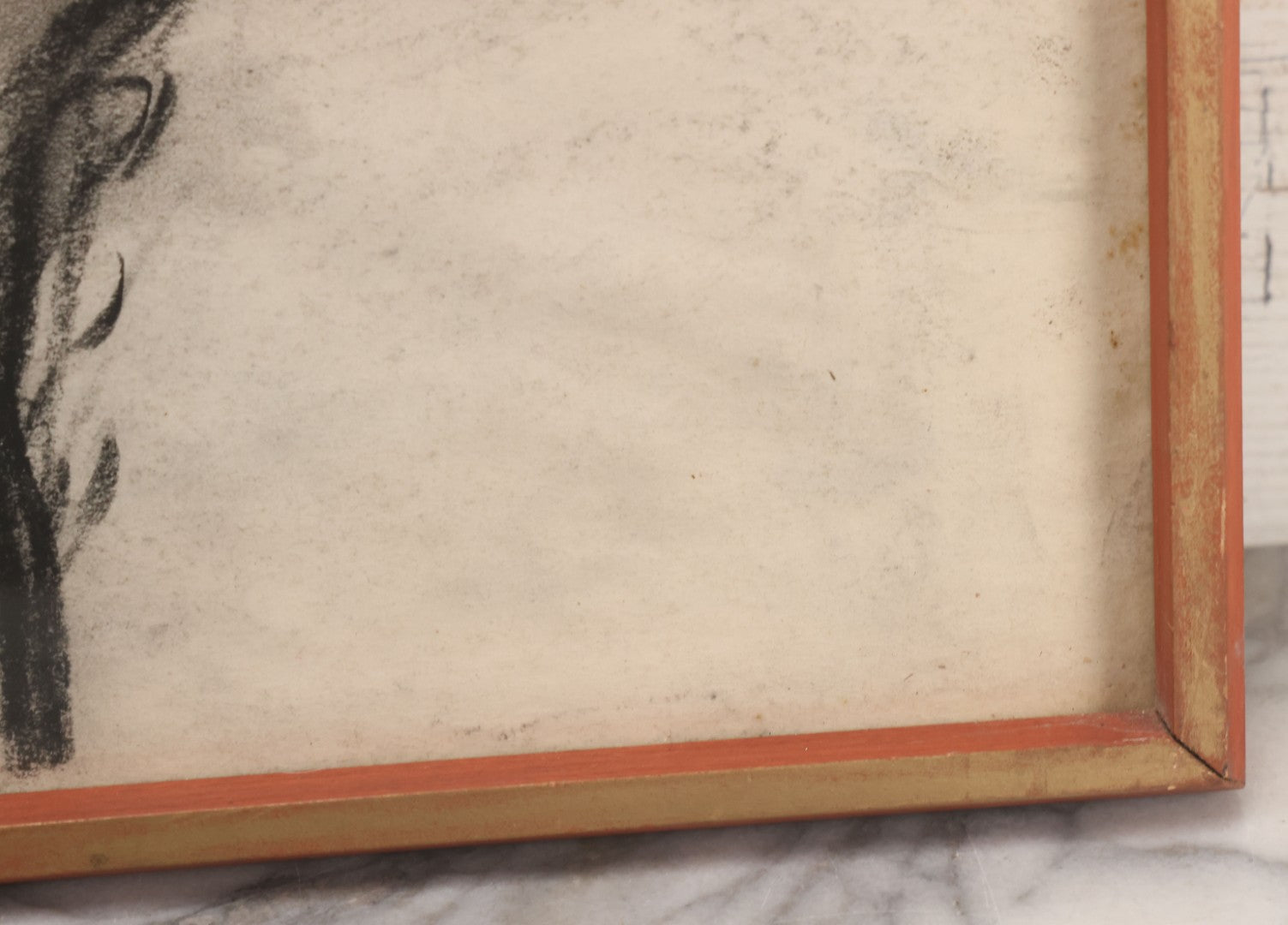 Lot 006 - Vintage Hand-Drawn Academic Anatomical Hand Study, Charcoal On Paper, In Vintage Wood Frame, 18-1/2" x 24-1/2"