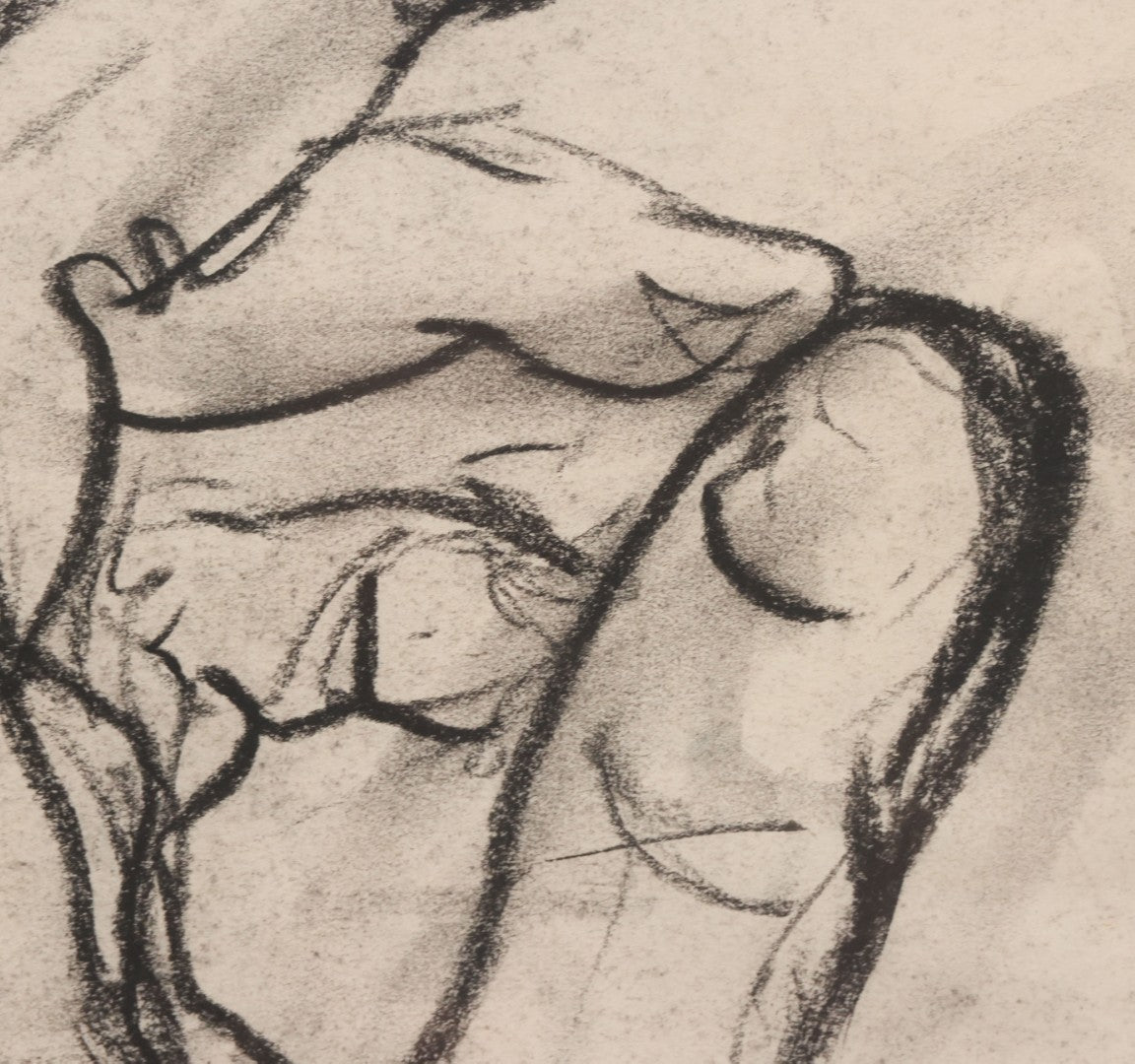 Lot 006 - Vintage Hand-Drawn Academic Anatomical Hand Study, Charcoal On Paper, In Vintage Wood Frame, 18-1/2" x 24-1/2"