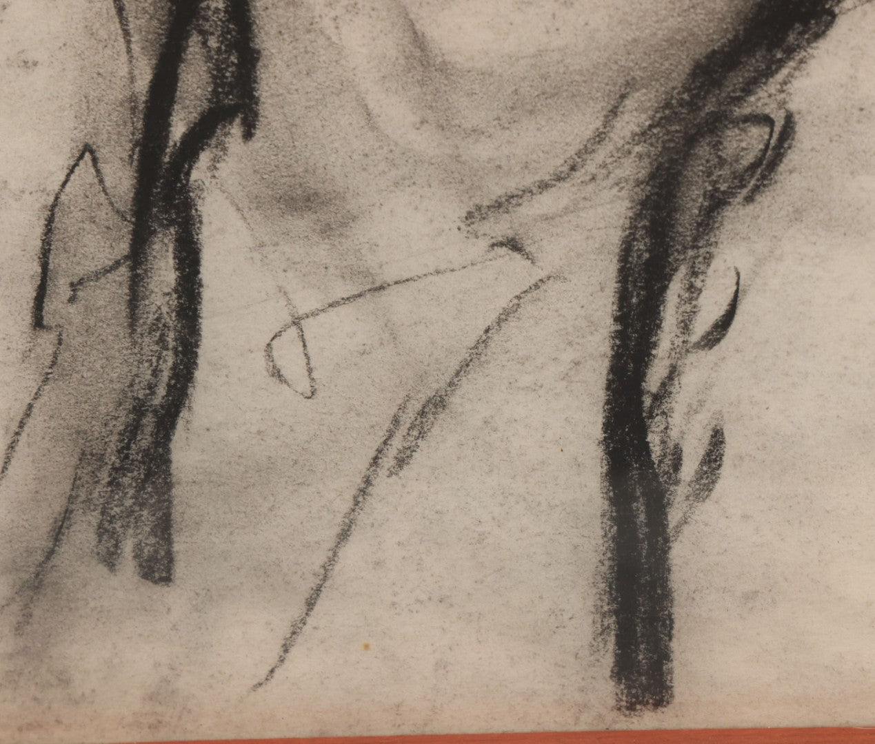 Lot 006 - Vintage Hand-Drawn Academic Anatomical Hand Study, Charcoal On Paper, In Vintage Wood Frame, 18-1/2" x 24-1/2"