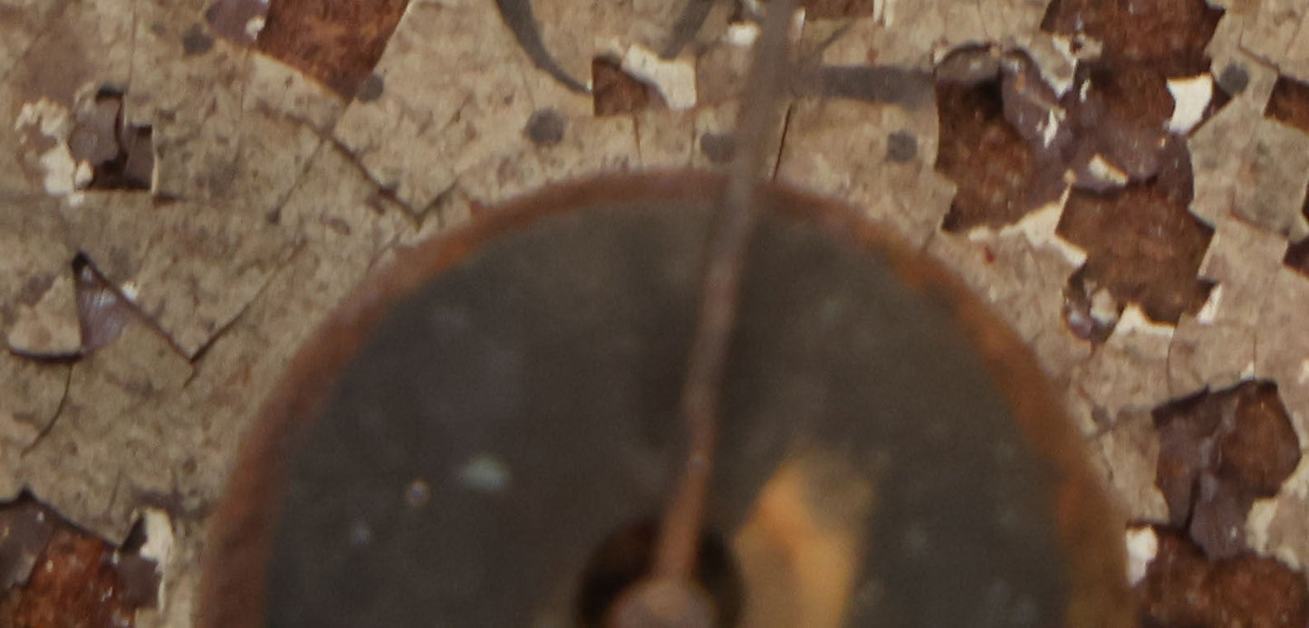 Lot 008 - Antique Hand-Painted Clock Dial By James Osborne, Birmingham, England, With Rolling Moon Phase Dial Featuring Moon Man, Landscape, And Ship Paintings, Clock Face Badly Worn, Includes Original Clock Works, Front 12-1/8" x 17-1/8"