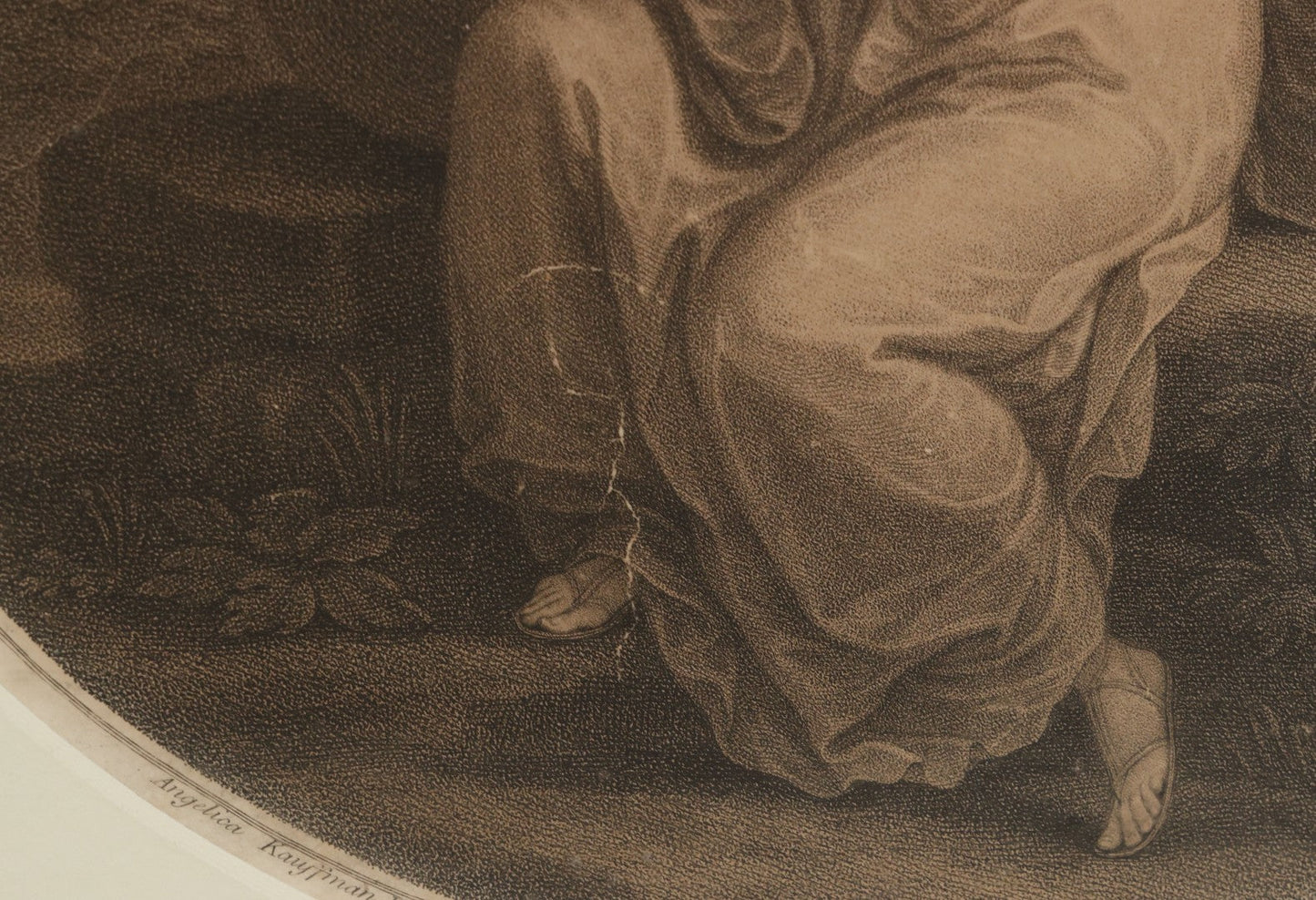 Lot 010 - Antique 18th Century Stipple Engraving, Allegorical Artwork Depicting Invention, Engraved By Francesco Bartolozzi After Angelica Kauffman, Published By John & Josiah Boydell, 1787, In Modern Frame, 16-1/8" x 13-1/2"