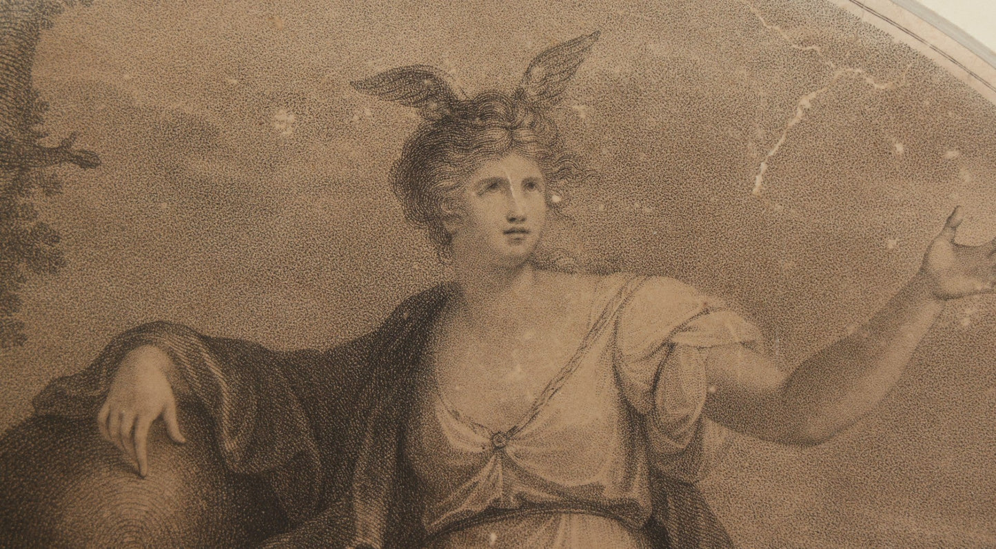 Lot 010 - Antique 18th Century Stipple Engraving, Allegorical Artwork Depicting Invention, Engraved By Francesco Bartolozzi After Angelica Kauffman, Published By John & Josiah Boydell, 1787, In Modern Frame, 16-1/8" x 13-1/2"