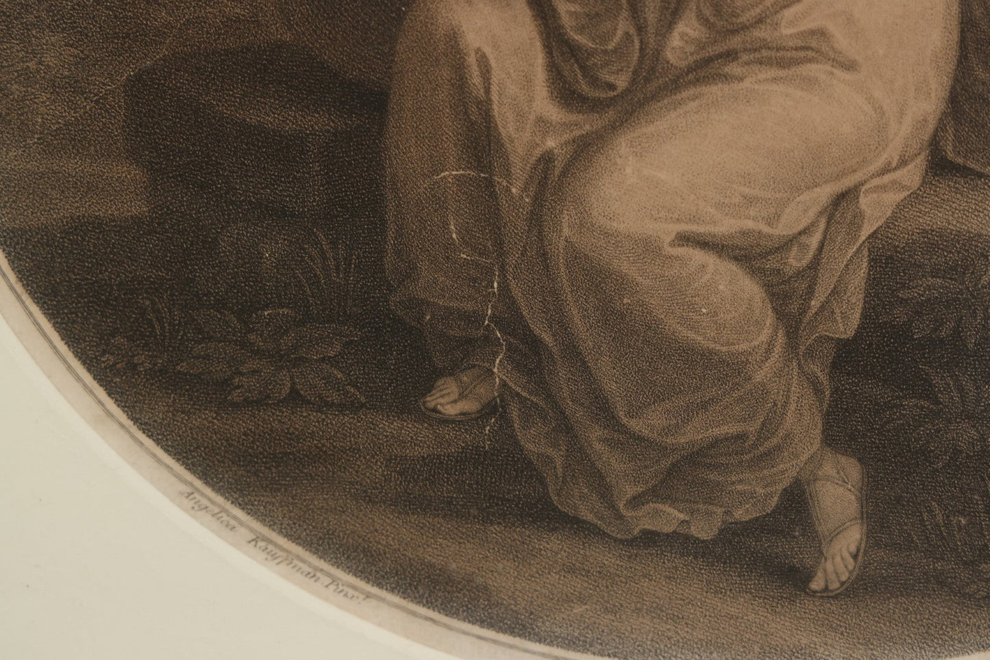 Lot 010 - Antique 18th Century Stipple Engraving, Allegorical Artwork Depicting Invention, Engraved By Francesco Bartolozzi After Angelica Kauffman, Published By John & Josiah Boydell, 1787, In Modern Frame, 16-1/8" x 13-1/2"