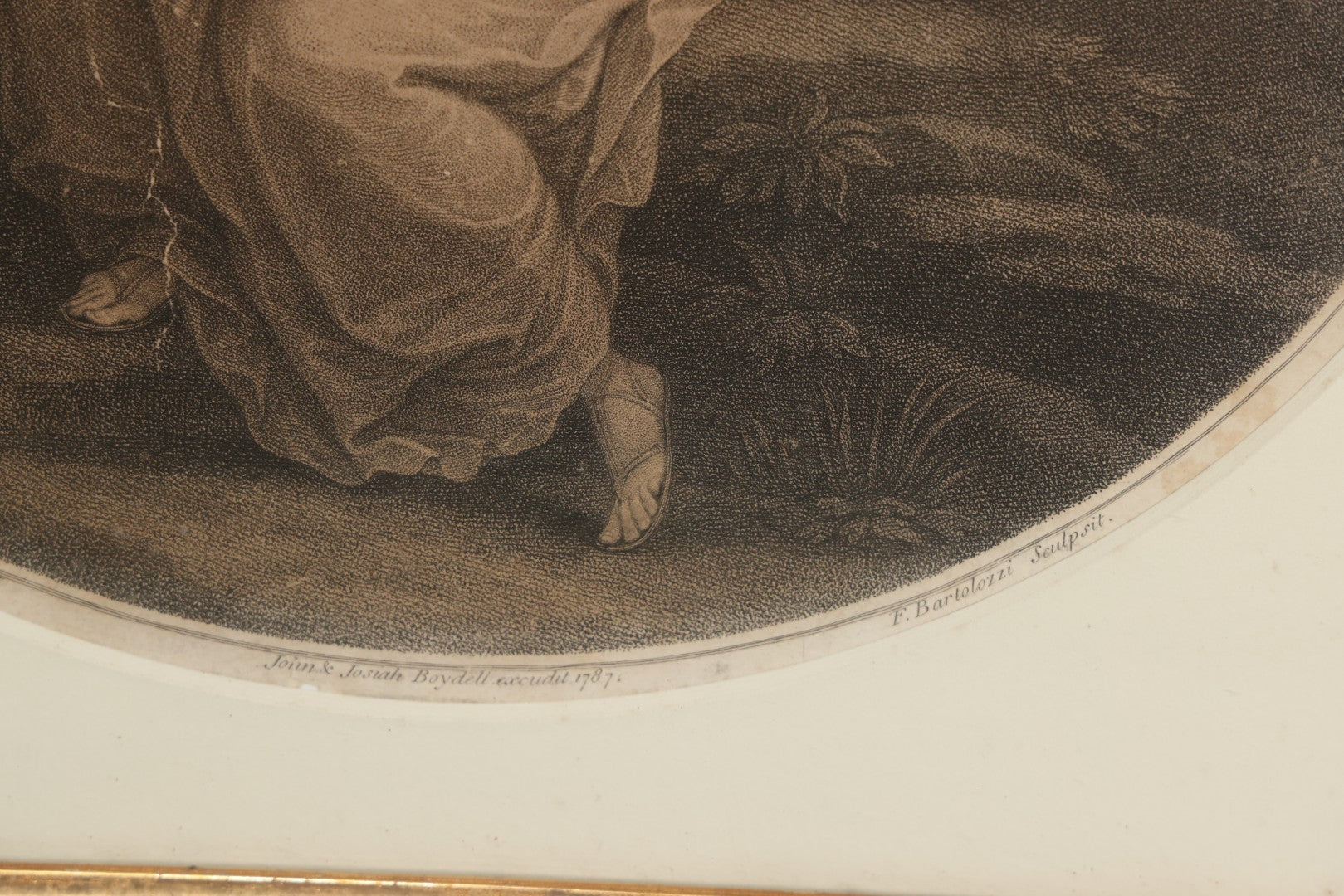 Lot 010 - Antique 18th Century Stipple Engraving, Allegorical Artwork Depicting Invention, Engraved By Francesco Bartolozzi After Angelica Kauffman, Published By John & Josiah Boydell, 1787, In Modern Frame, 16-1/8" x 13-1/2"