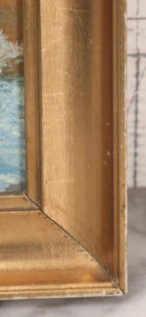 Lot 011 - Antique Oil On Board Painting Of Kronborg Castle, Helsingor, Denmark, Inspiration For Elsinore In William Shakespeare's "Hamlet," In Frame, 18-1/4" x 14-3/4"