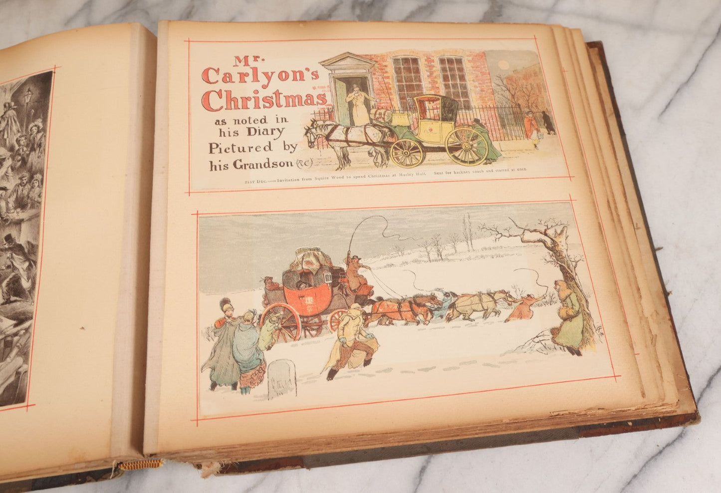 Lot 012 - Antique Scrapbook Containing Many Fine Art Prints, Clippings, And Scraps, With Handwritten Titles And Hand Painted Red Pinstriping, Works Include "The Fortuneteller" After A. Glisbenti, "Isabella With The Head Of Lorenzo," And Others