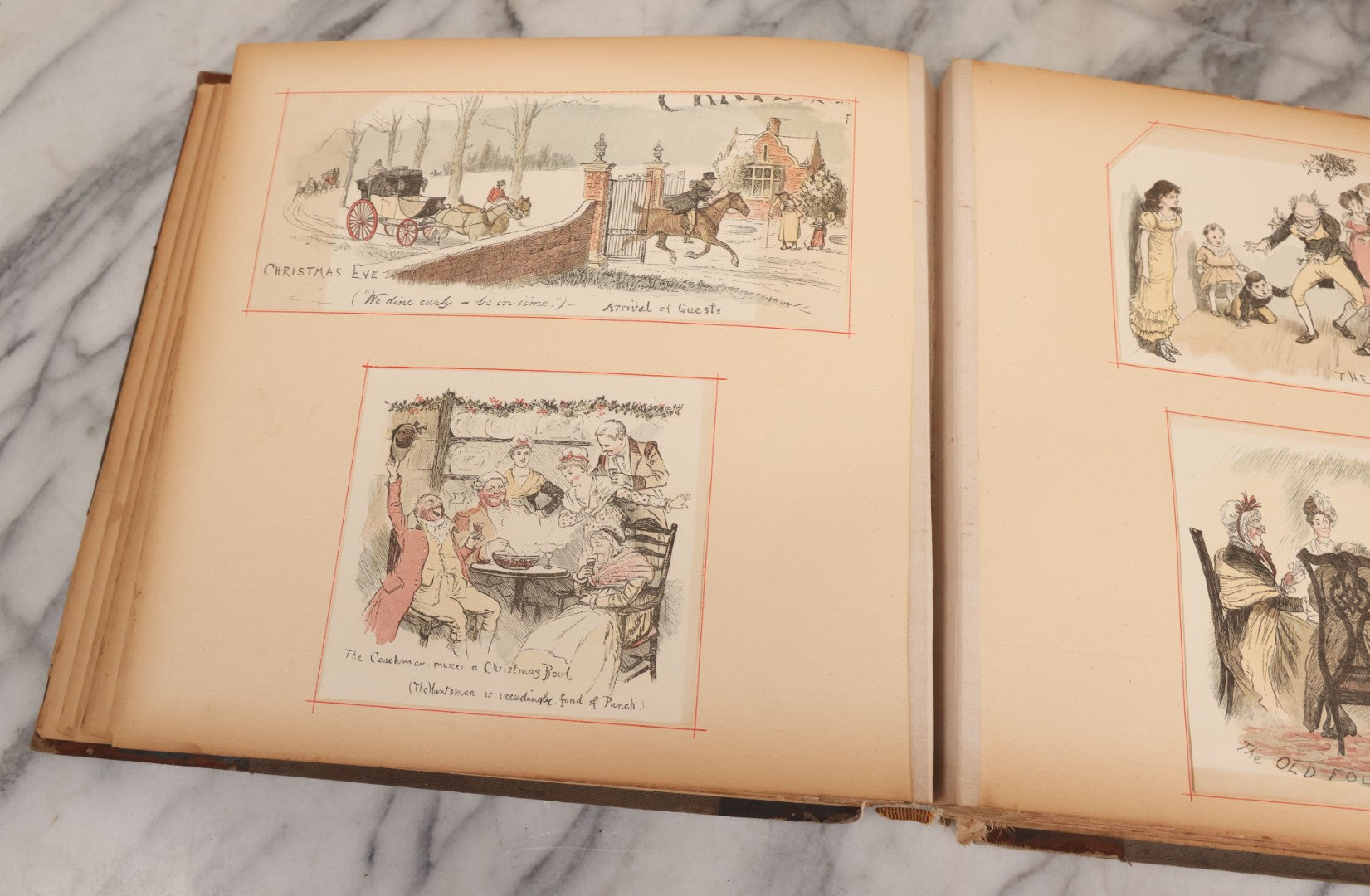 Lot 012 - Antique Scrapbook Containing Many Fine Art Prints, Clippings, And Scraps, With Handwritten Titles And Hand Painted Red Pinstriping, Works Include "The Fortuneteller" After A. Glisbenti, "Isabella With The Head Of Lorenzo," And Others