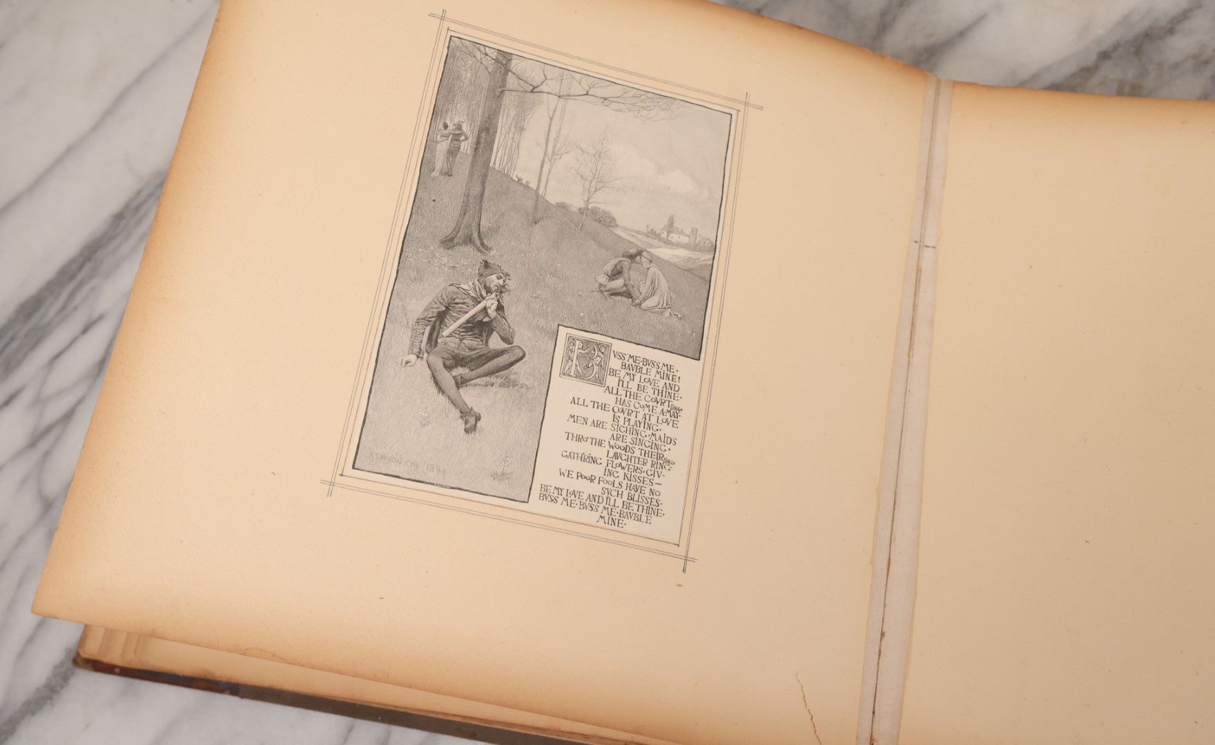Lot 012 - Antique Scrapbook Containing Many Fine Art Prints, Clippings, And Scraps, With Handwritten Titles And Hand Painted Red Pinstriping, Works Include "The Fortuneteller" After A. Glisbenti, "Isabella With The Head Of Lorenzo," And Others