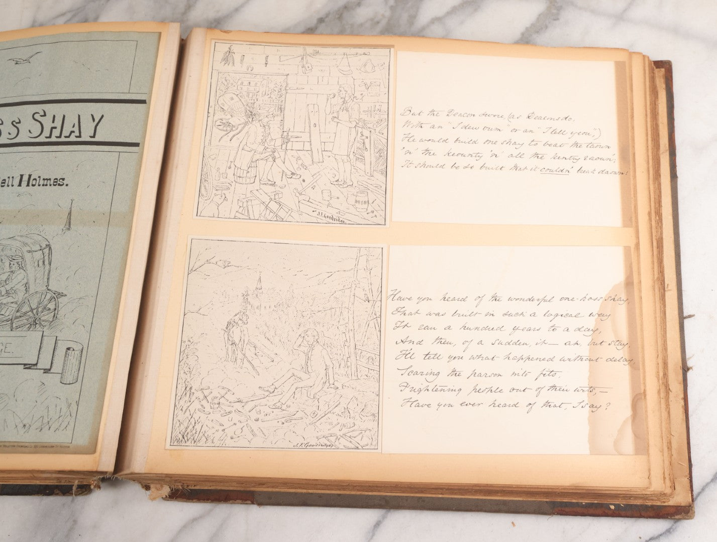 Lot 012 - Antique Scrapbook Containing Many Fine Art Prints, Clippings, And Scraps, With Handwritten Titles And Hand Painted Red Pinstriping, Works Include "The Fortuneteller" After A. Glisbenti, "Isabella With The Head Of Lorenzo," And Others