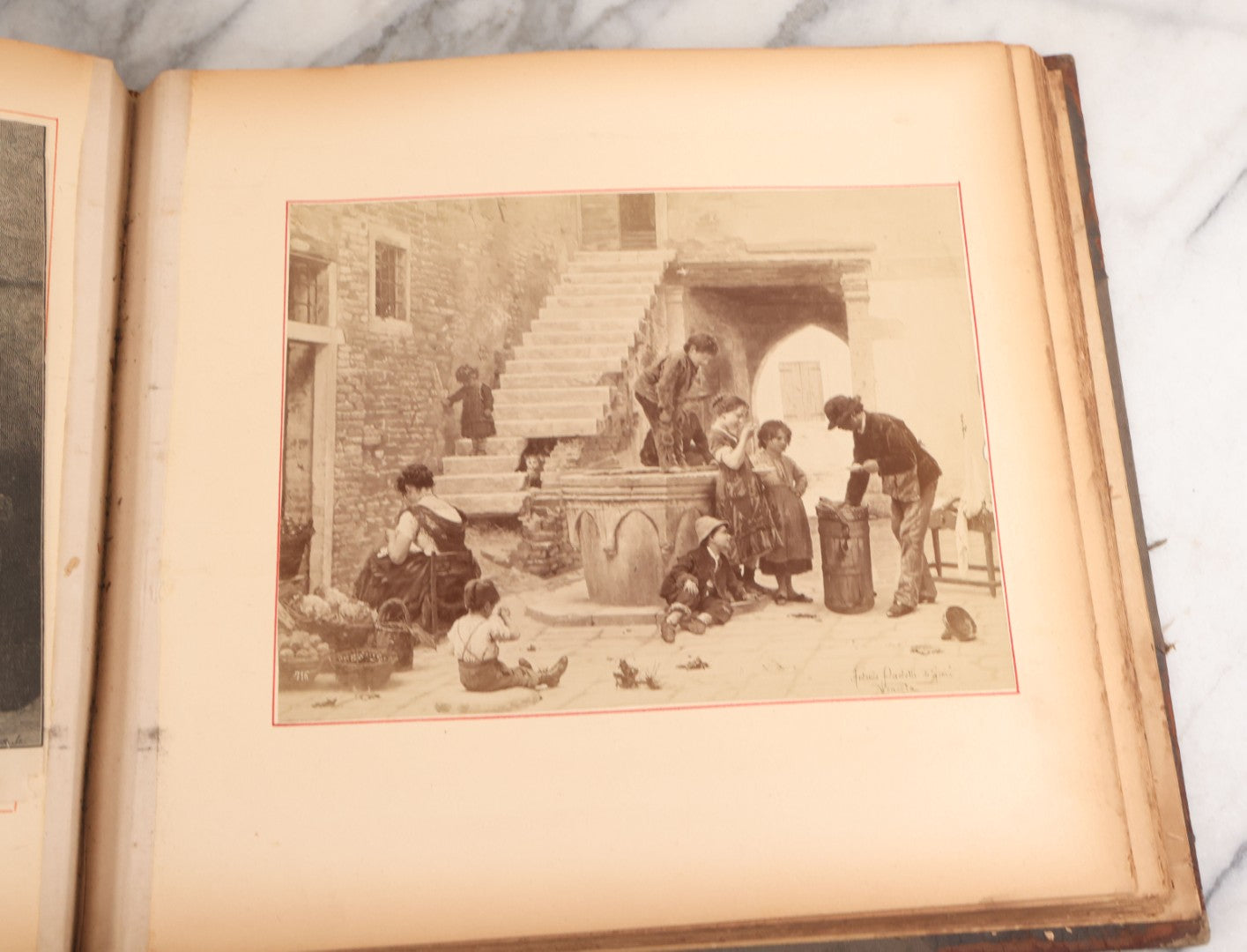 Lot 012 - Antique Scrapbook Containing Many Fine Art Prints, Clippings, And Scraps, With Handwritten Titles And Hand Painted Red Pinstriping, Works Include "The Fortuneteller" After A. Glisbenti, "Isabella With The Head Of Lorenzo," And Others