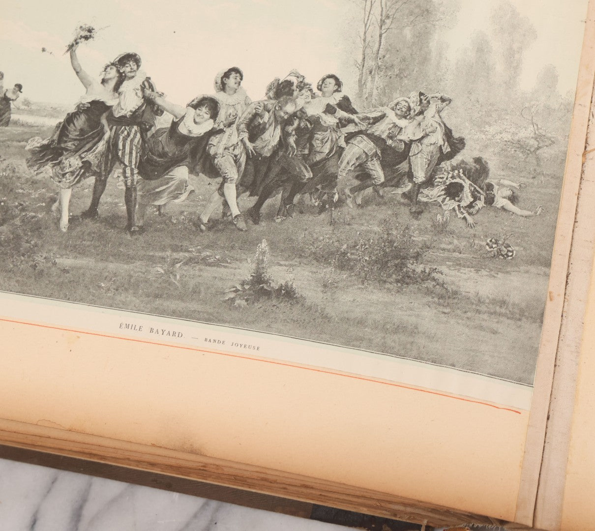 Lot 012 - Antique Scrapbook Containing Many Fine Art Prints, Clippings, And Scraps, With Handwritten Titles And Hand Painted Red Pinstriping, Works Include "The Fortuneteller" After A. Glisbenti, "Isabella With The Head Of Lorenzo," And Others