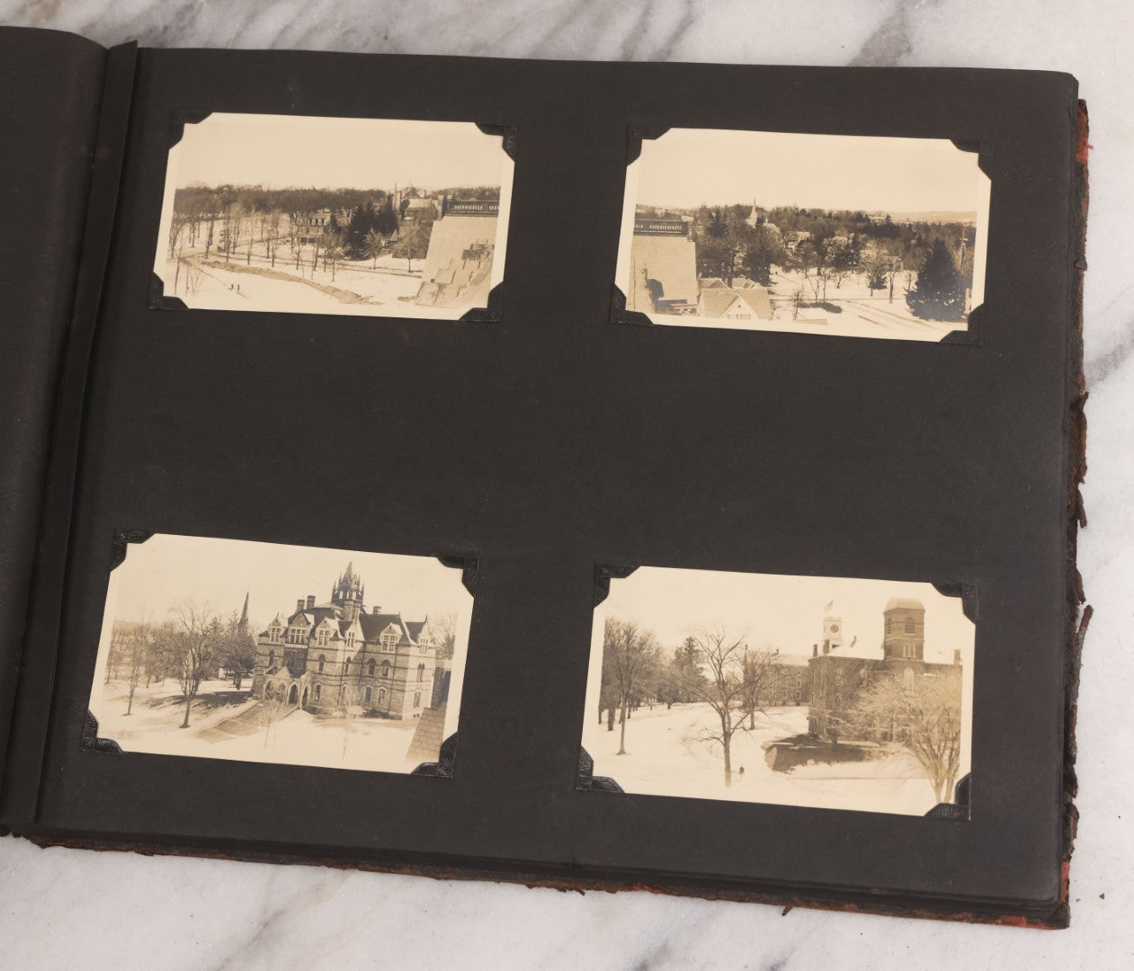 Lot 013 - Antique Snapshot Photo Album Containing 250+ Photographs Including Baseball Game & Player In An "Amherst" Jersey, Travel On Ship "Cape Diamond," Quebec, Italy, Hot Air Balloons, Early Passenger Airplane, Egyptian Pyramids And Sphinx, Circa 1920
