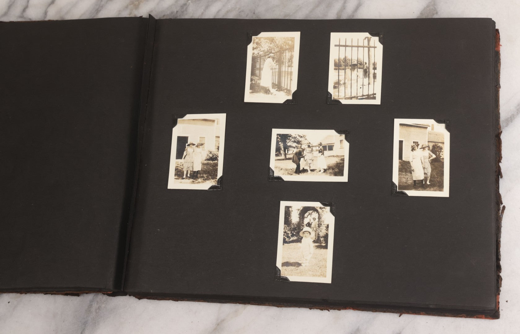 Lot 013 - Antique Snapshot Photo Album Containing 250+ Photographs Including Baseball Game & Player In An "Amherst" Jersey, Travel On Ship "Cape Diamond," Quebec, Italy, Hot Air Balloons, Early Passenger Airplane, Egyptian Pyramids And Sphinx, Circa 1920