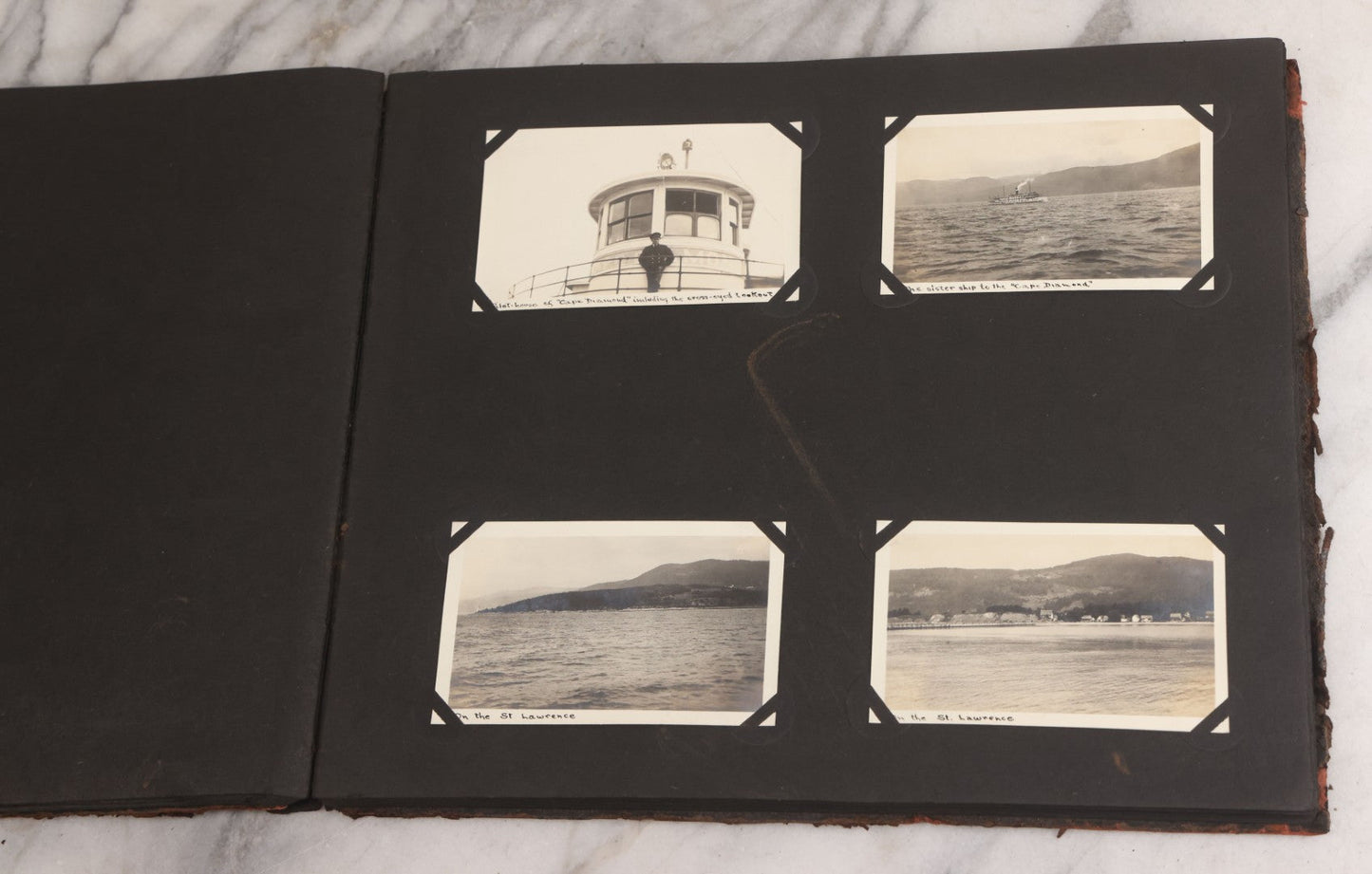 Lot 013 - Antique Snapshot Photo Album Containing 250+ Photographs Including Baseball Game & Player In An "Amherst" Jersey, Travel On Ship "Cape Diamond," Quebec, Italy, Hot Air Balloons, Early Passenger Airplane, Egyptian Pyramids And Sphinx, Circa 1920