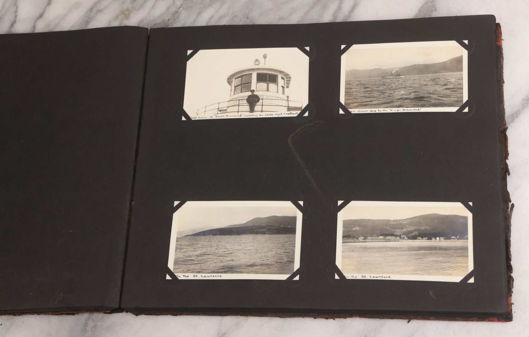Lot 013 - Antique Snapshot Photo Album Containing 250+ Photographs Including Baseball Game & Player In An "Amherst" Jersey, Travel On Ship "Cape Diamond," Quebec, Italy, Hot Air Balloons, Early Passenger Airplane, Egyptian Pyramids And Sphinx, Circa 1920
