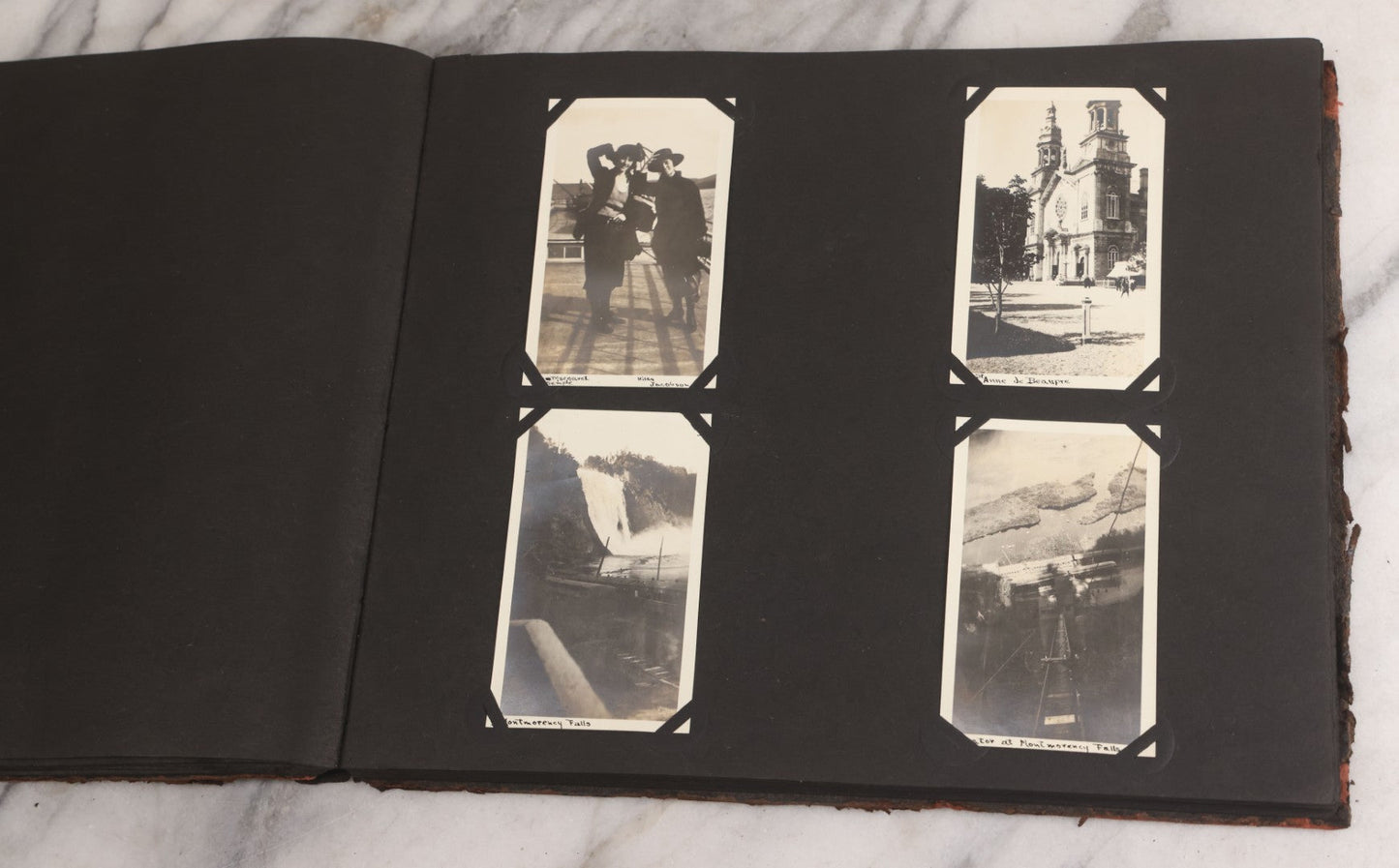 Lot 013 - Antique Snapshot Photo Album Containing 250+ Photographs Including Baseball Game & Player In An "Amherst" Jersey, Travel On Ship "Cape Diamond," Quebec, Italy, Hot Air Balloons, Early Passenger Airplane, Egyptian Pyramids And Sphinx, Circa 1920