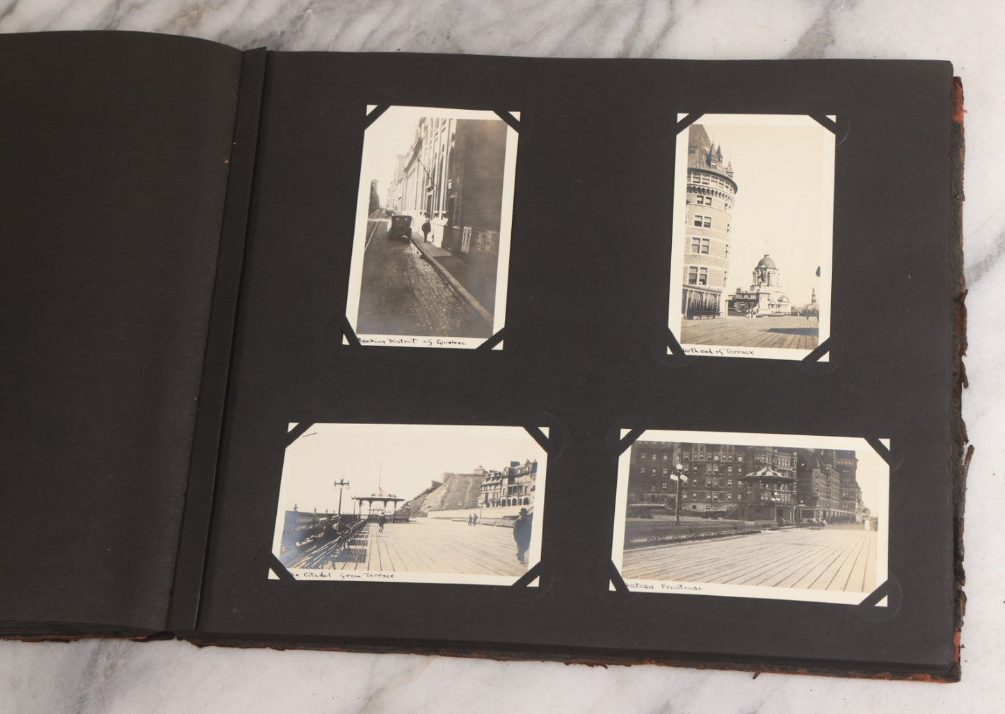 Lot 013 - Antique Snapshot Photo Album Containing 250+ Photographs Including Baseball Game & Player In An "Amherst" Jersey, Travel On Ship "Cape Diamond," Quebec, Italy, Hot Air Balloons, Early Passenger Airplane, Egyptian Pyramids And Sphinx, Circa 1920