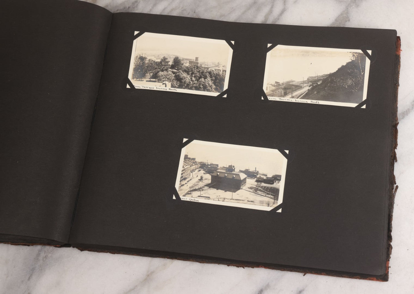 Lot 013 - Antique Snapshot Photo Album Containing 250+ Photographs Including Baseball Game & Player In An "Amherst" Jersey, Travel On Ship "Cape Diamond," Quebec, Italy, Hot Air Balloons, Early Passenger Airplane, Egyptian Pyramids And Sphinx, Circa 1920