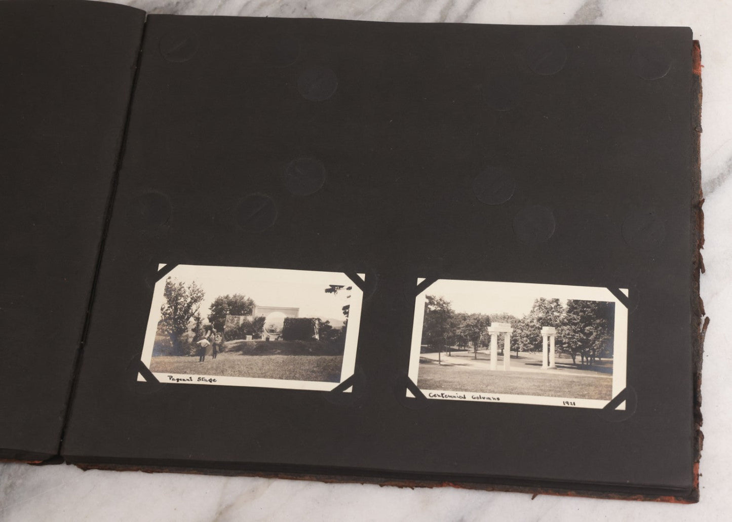 Lot 013 - Antique Snapshot Photo Album Containing 250+ Photographs Including Baseball Game & Player In An "Amherst" Jersey, Travel On Ship "Cape Diamond," Quebec, Italy, Hot Air Balloons, Early Passenger Airplane, Egyptian Pyramids And Sphinx, Circa 1920