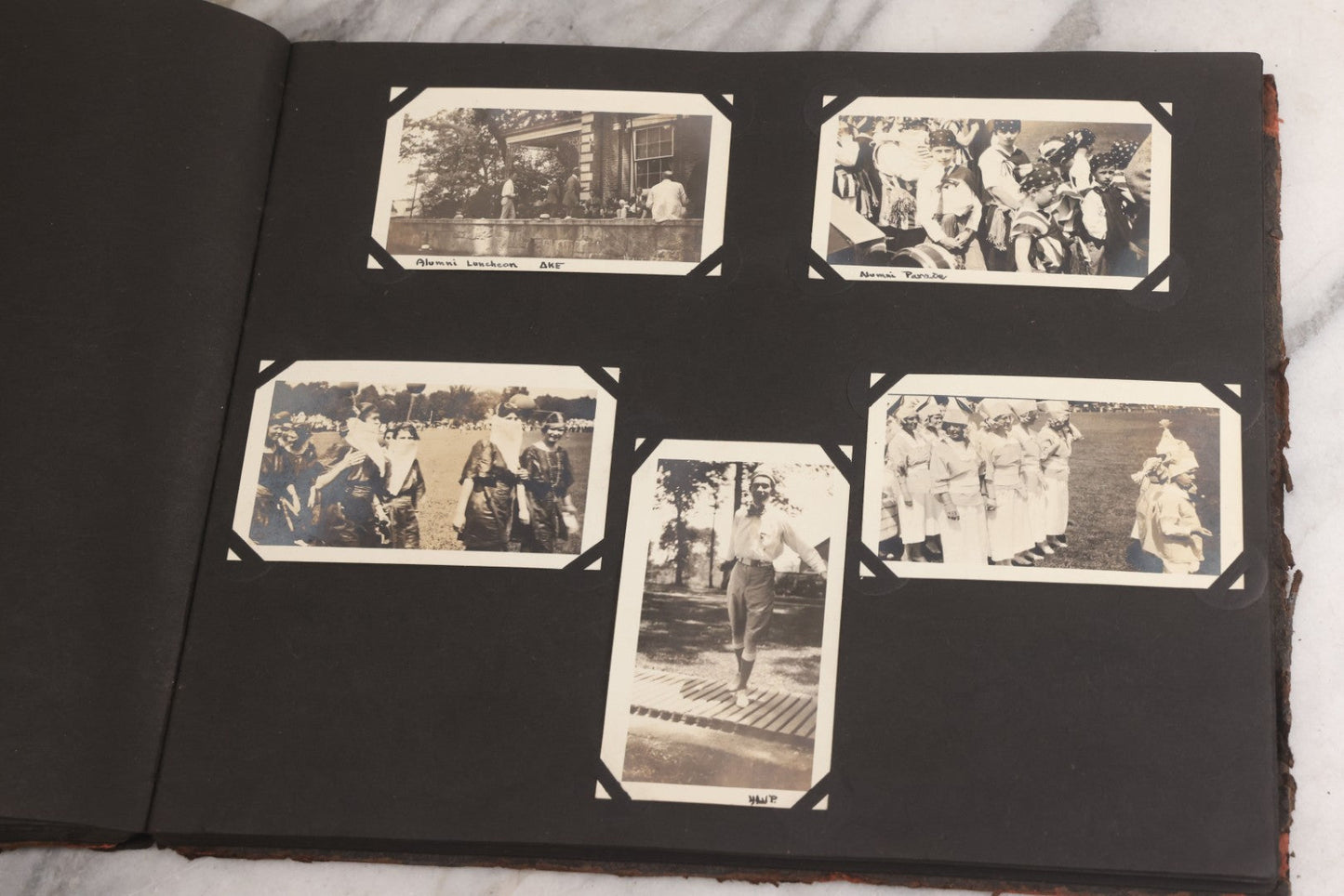 Lot 013 - Antique Snapshot Photo Album Containing 250+ Photographs Including Baseball Game & Player In An "Amherst" Jersey, Travel On Ship "Cape Diamond," Quebec, Italy, Hot Air Balloons, Early Passenger Airplane, Egyptian Pyramids And Sphinx, Circa 1920