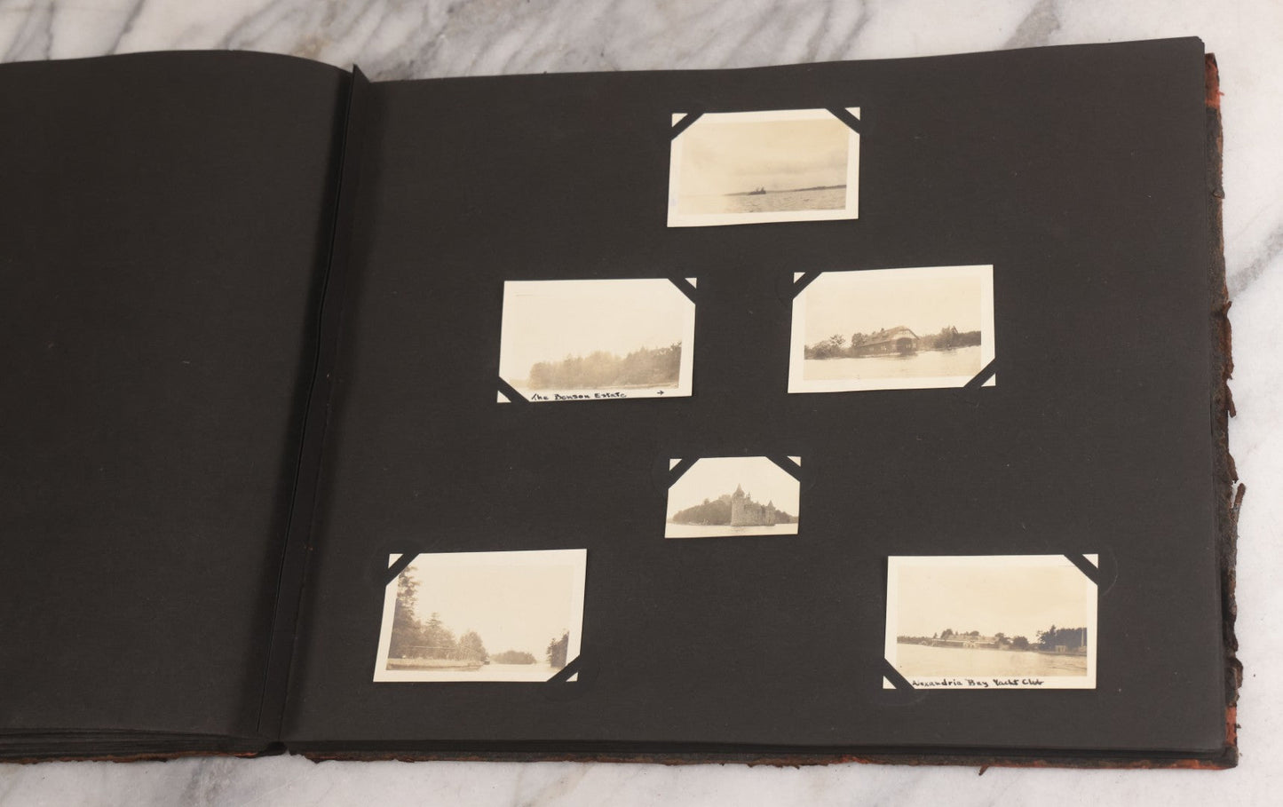 Lot 013 - Antique Snapshot Photo Album Containing 250+ Photographs Including Baseball Game & Player In An "Amherst" Jersey, Travel On Ship "Cape Diamond," Quebec, Italy, Hot Air Balloons, Early Passenger Airplane, Egyptian Pyramids And Sphinx, Circa 1920
